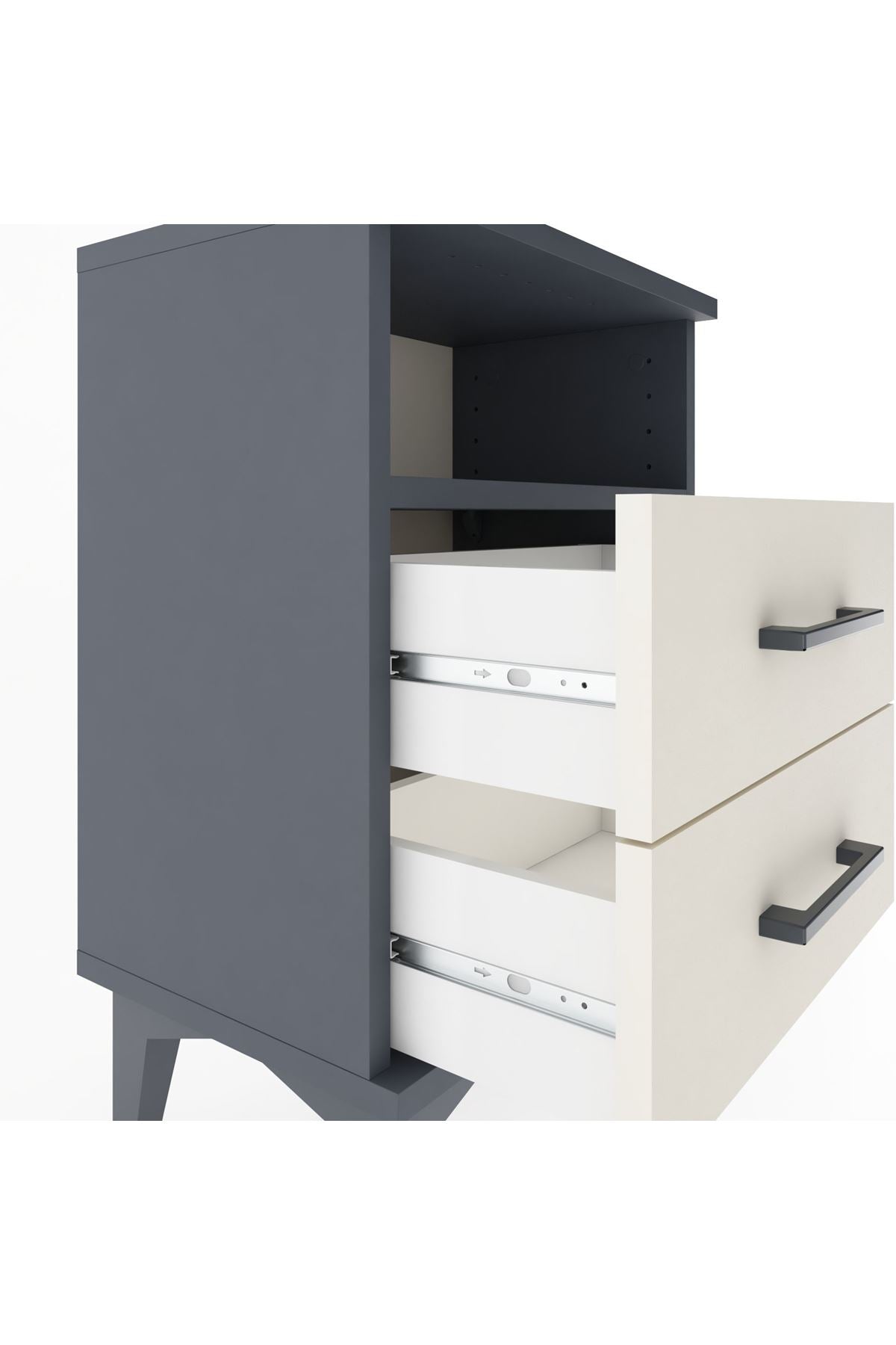 Arges Komodin Tek Raflı 2 Çekmeceli 44x30x64 - S07M005V4A