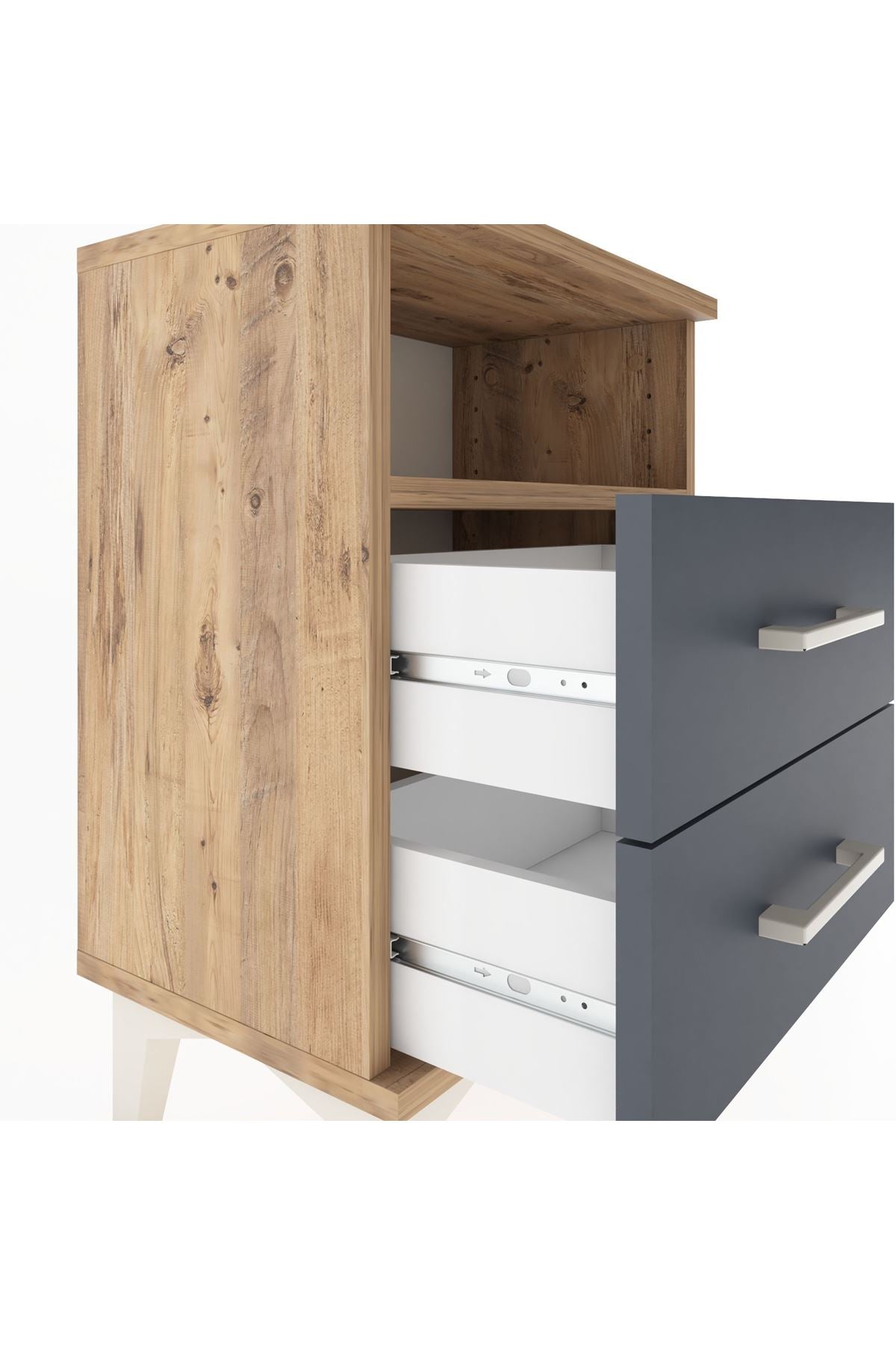 Arges Komodin Tek Raflı 2 Çekmeceli 44x30x64 - S07M005V8A
