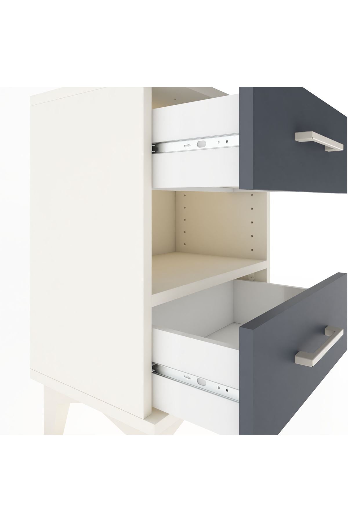 Arges Komodin Tek Raflı 2 Çekmeceli 44x30x64 - S07M006V2A