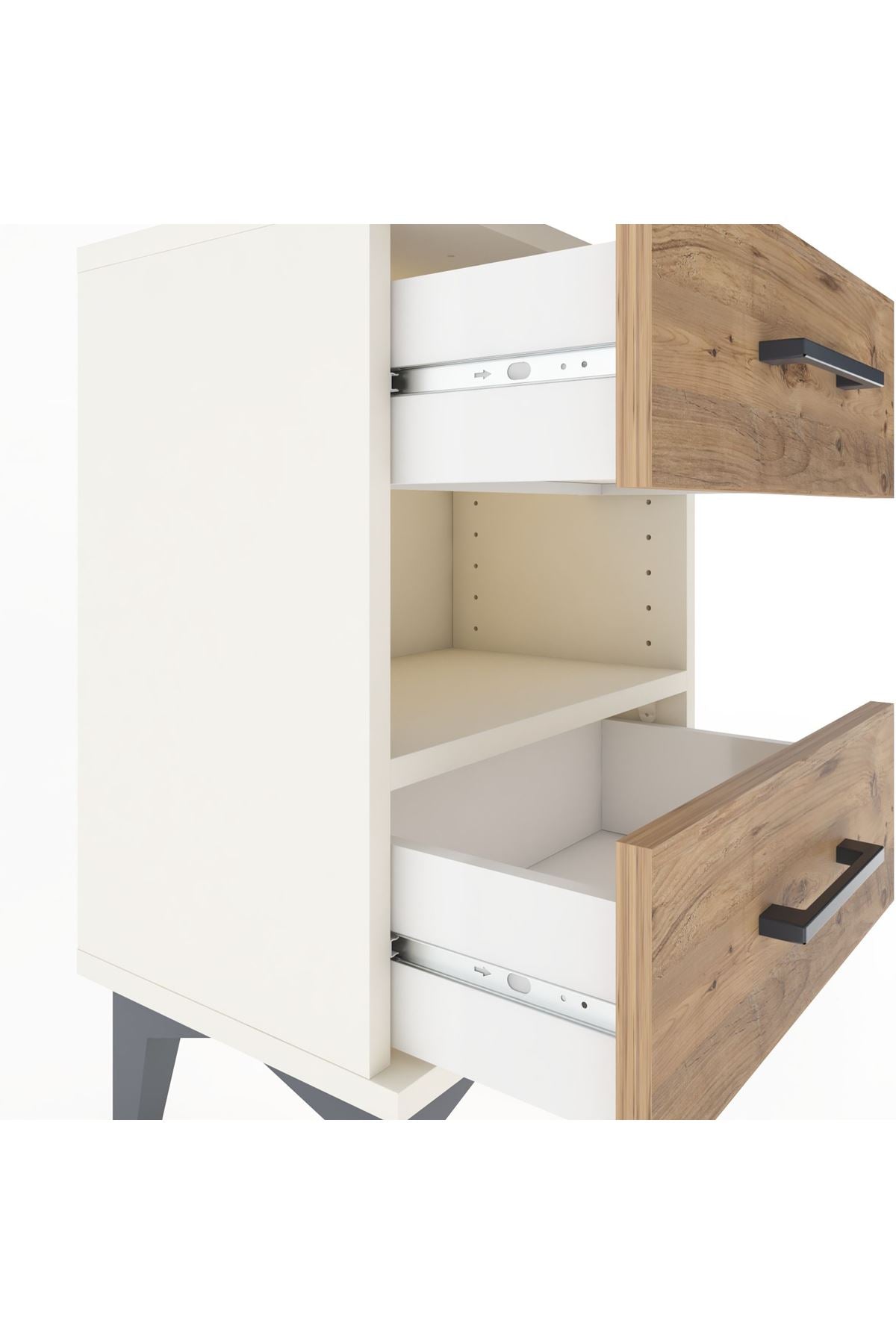 Arges Komodin Tek Raflı 2 Çekmeceli 44x30x64 - S07M006V3A