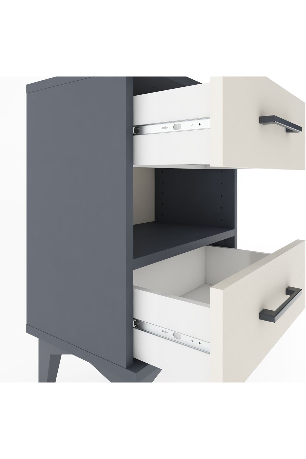 Arges Komodin Tek Raflı 2 Çekmeceli 44x30x64 - S07M006V4A