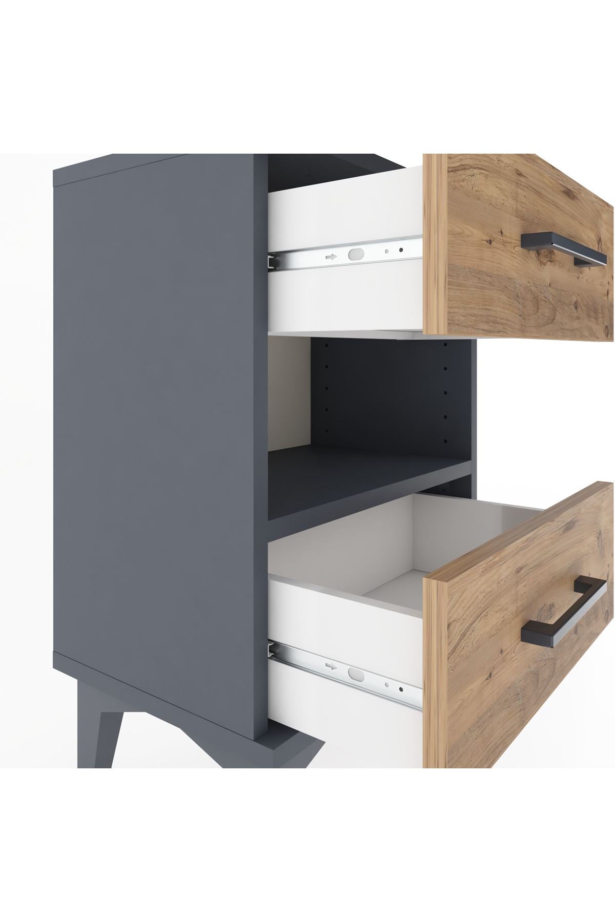 Arges Komodin Tek Raflı 2 Çekmeceli 44x30x64 - S07M006V6A