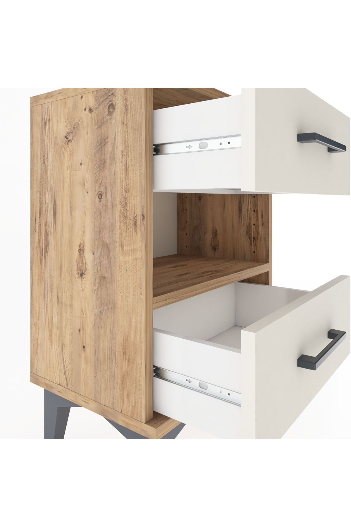 Arges Komodin Tek Raflı 2 Çekmeceli 44x30x64 - S07M006V7A