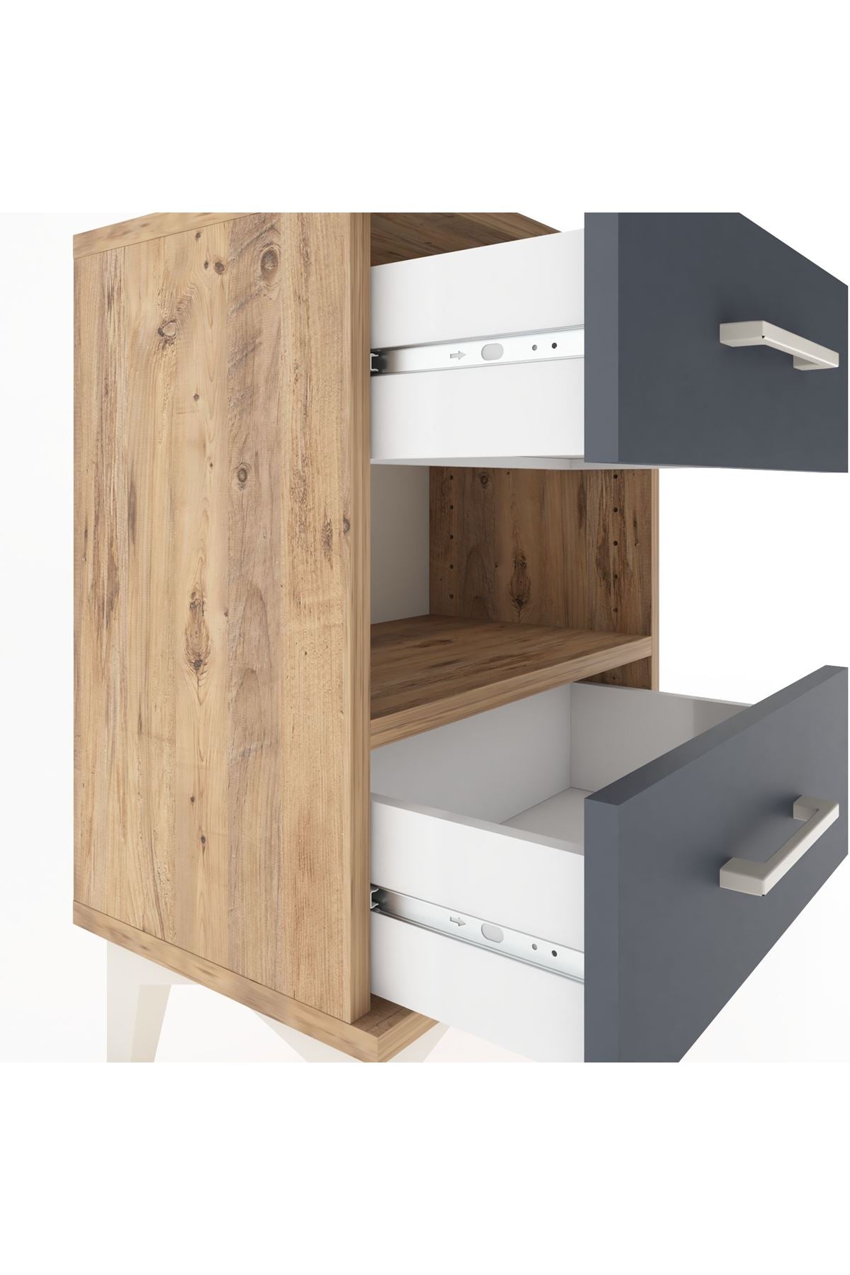 Arges Komodin Tek Raflı 2 Çekmeceli 44x30x64 - S07M006V8A