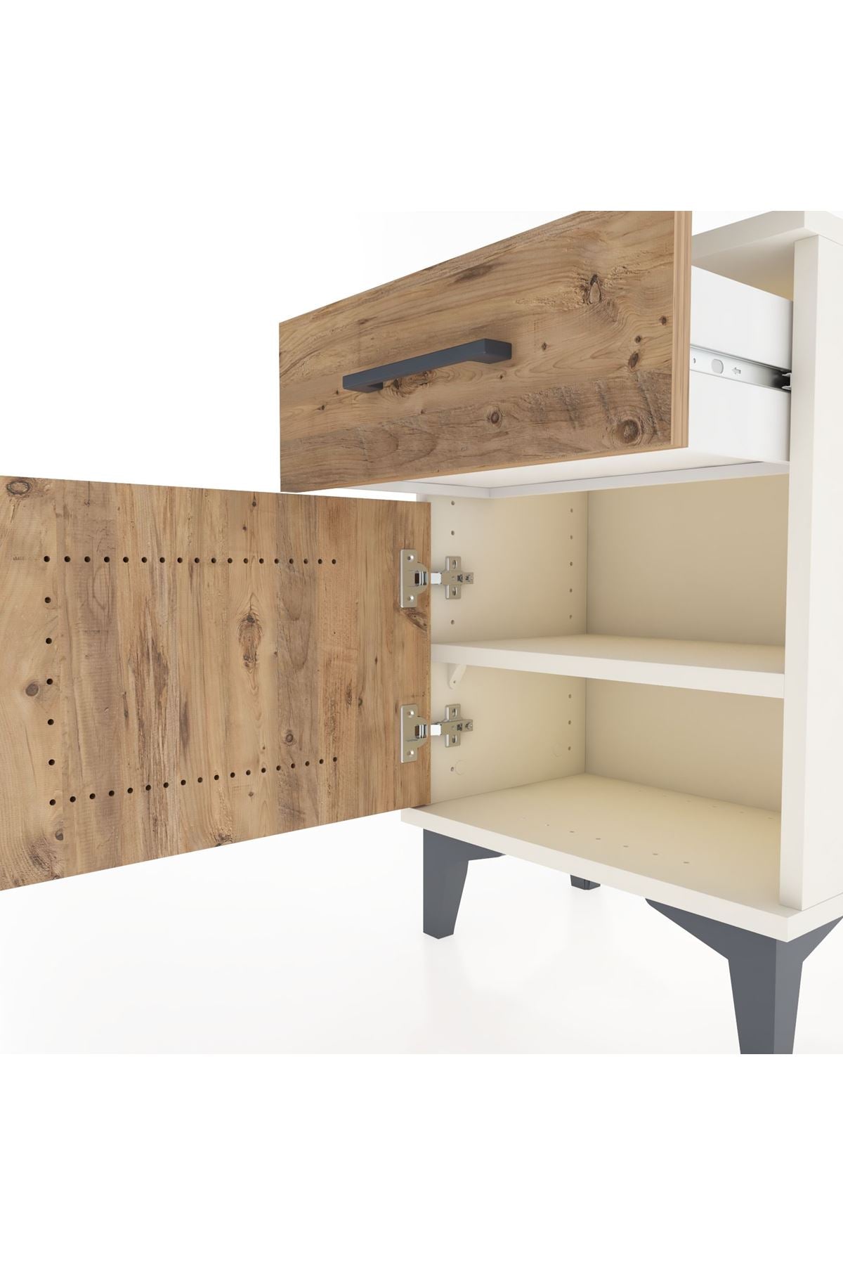 Arges Komodin Tek Raflı Tek Kapaklı 44x30x64 - S07M013V3A