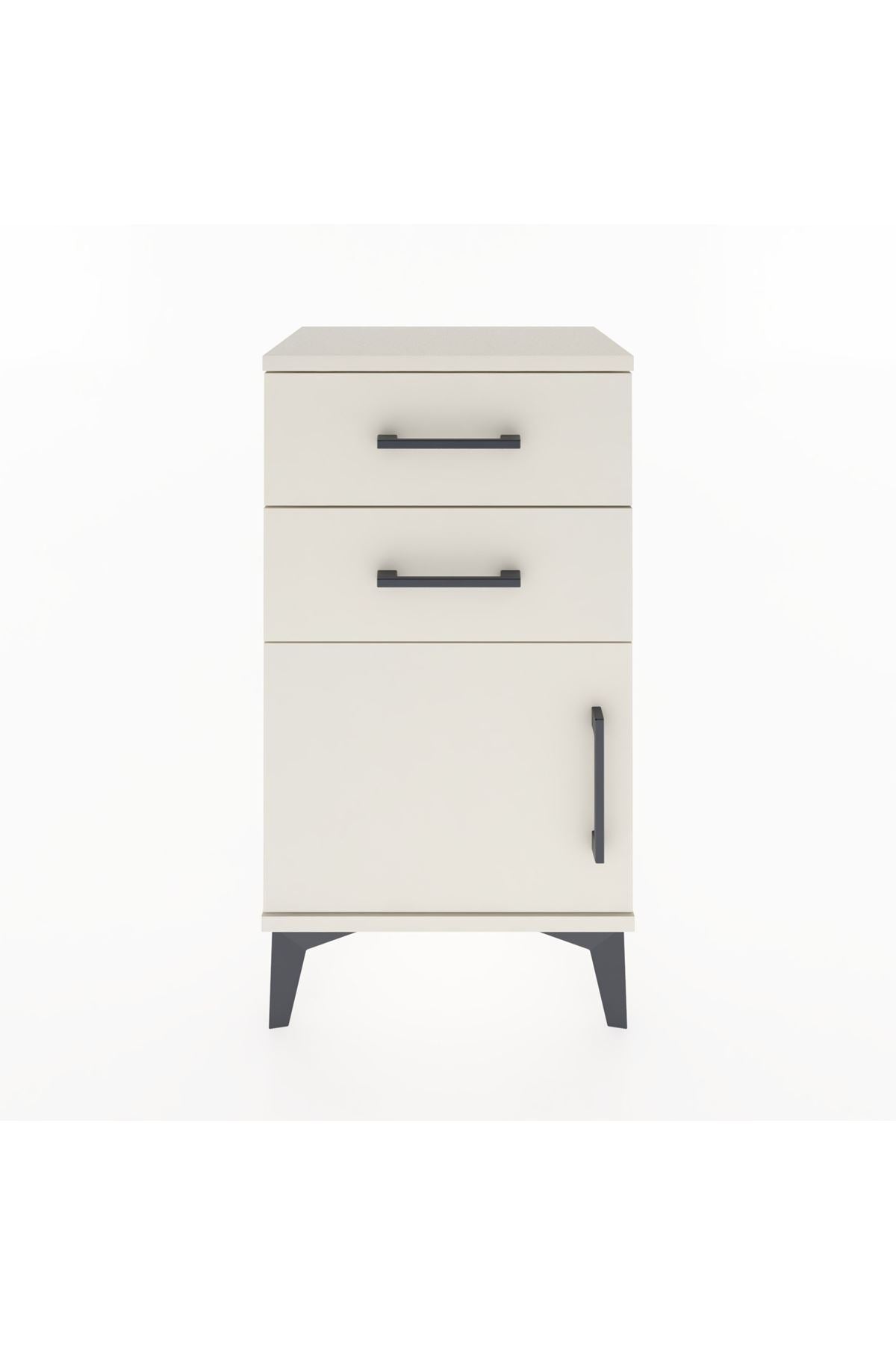Arges Komodin Tek Raflı 2 Çekmeceli Tek Kapaklı 44x30x80 - S08M002V1A