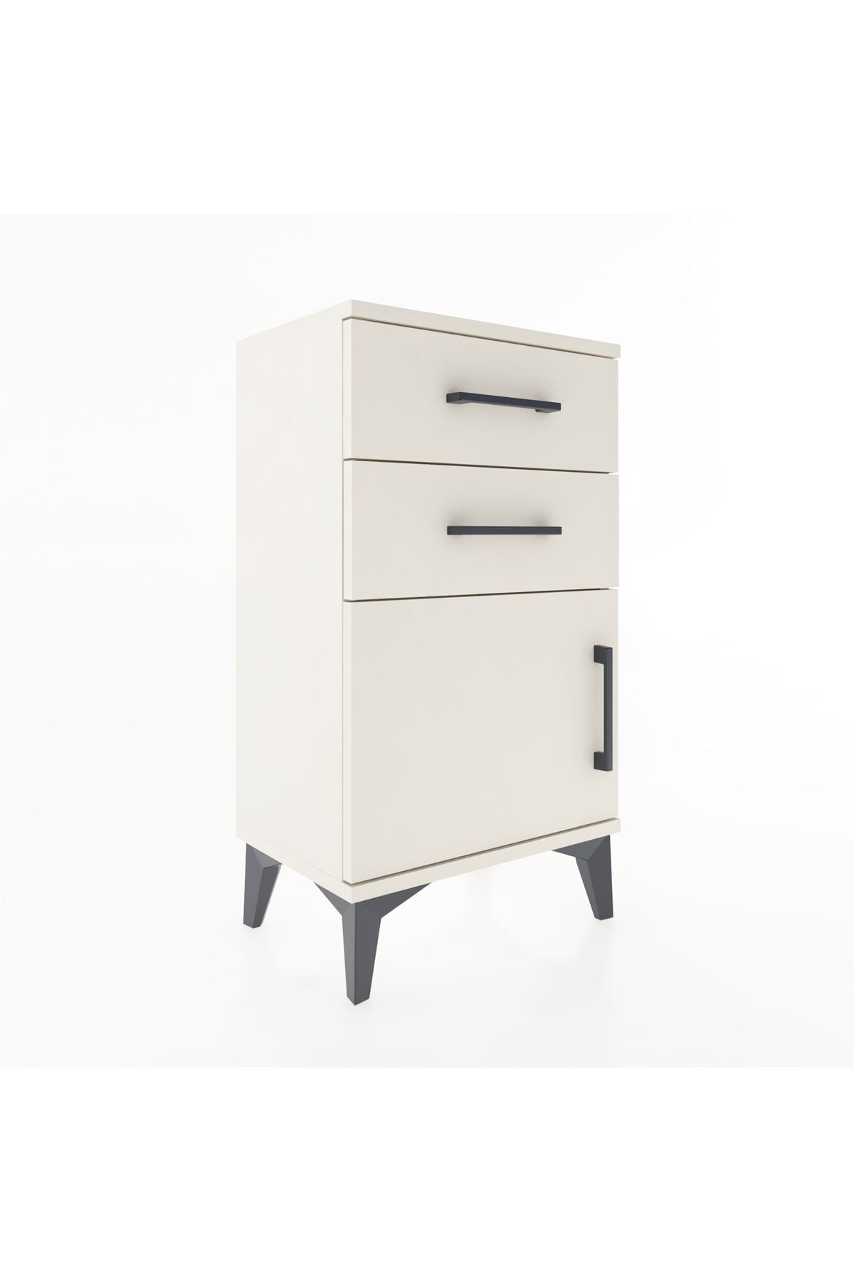 Arges Komodin Tek Raflı 2 Çekmeceli Tek Kapaklı 44x30x80 - S08M002V1A