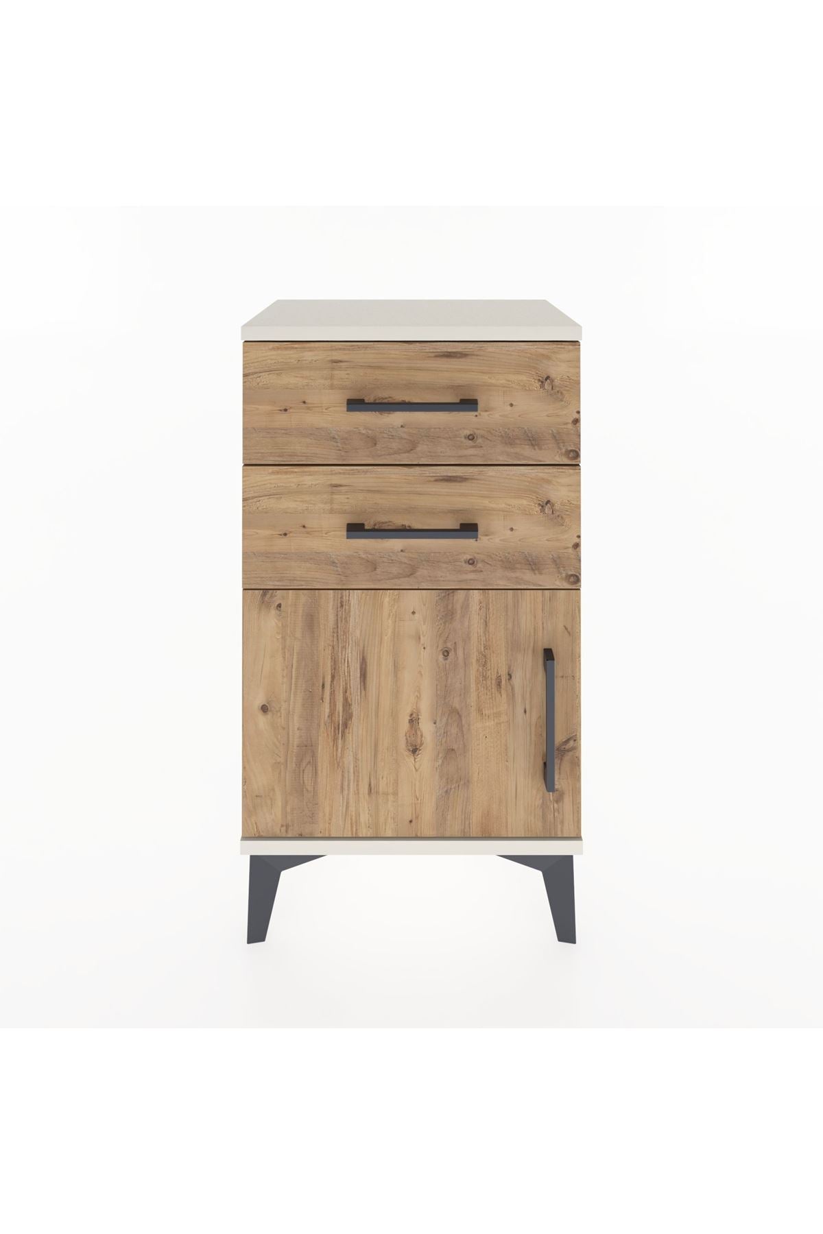 Arges Komodin Tek Raflı 2 Çekmeceli Tek Kapaklı 44x30x80 - S08M002V3A