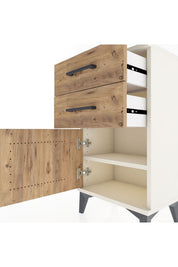 Arges Komodin Tek Raflı 2 Çekmeceli Tek Kapaklı 44x30x80 - S08M002V3A