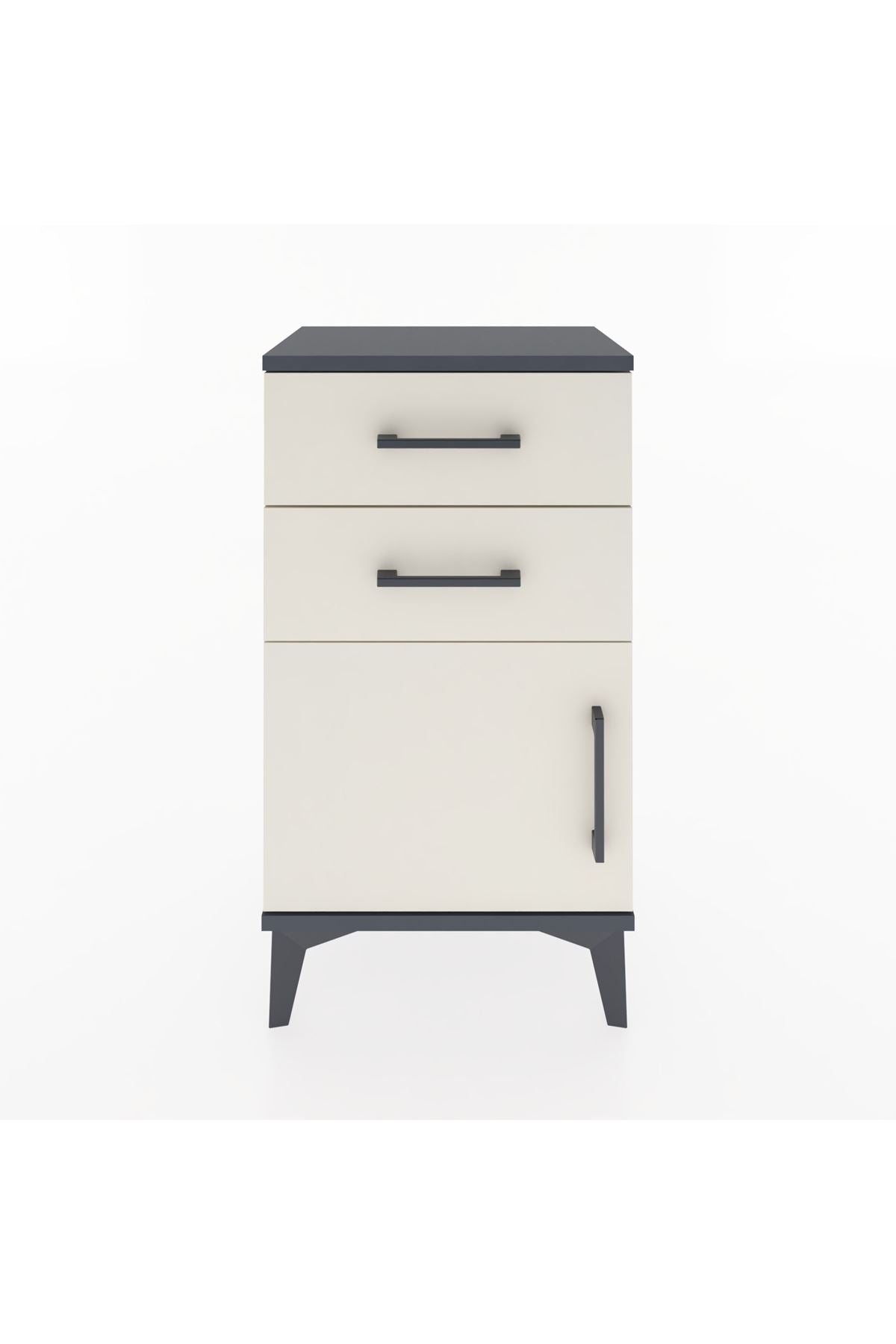 Arges Komodin Tek Raflı 2 Çekmeceli Tek Kapaklı 44x30x80 - S08M002V4A