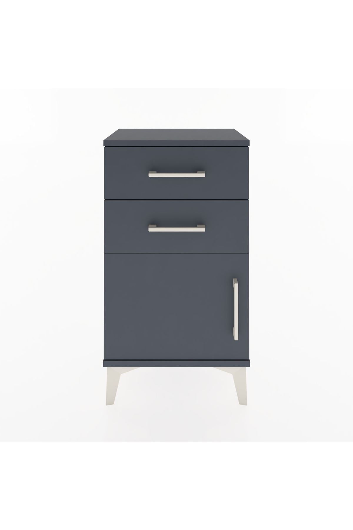 Arges Komodin Tek Raflı 2 Çekmeceli Tek Kapaklı 44x30x80 - S08M002V5A