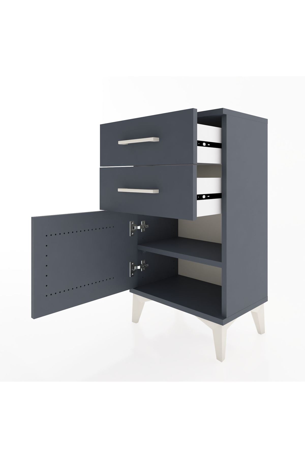 Arges Komodin Tek Raflı 2 Çekmeceli Tek Kapaklı 44x30x80 - S08M002V5A