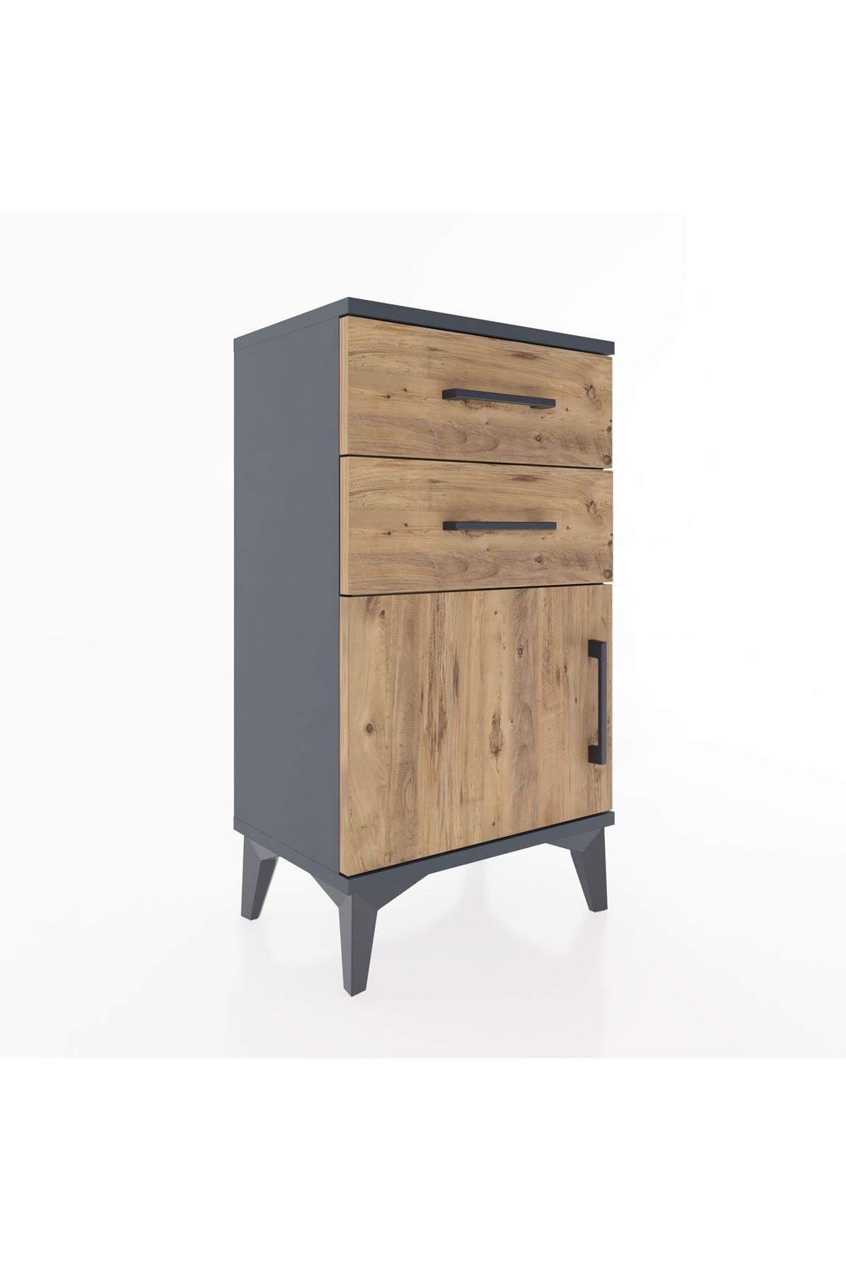 Arges Komodin Tek Raflı 2 Çekmeceli Tek Kapaklı 44x30x80 - S08M002V6A