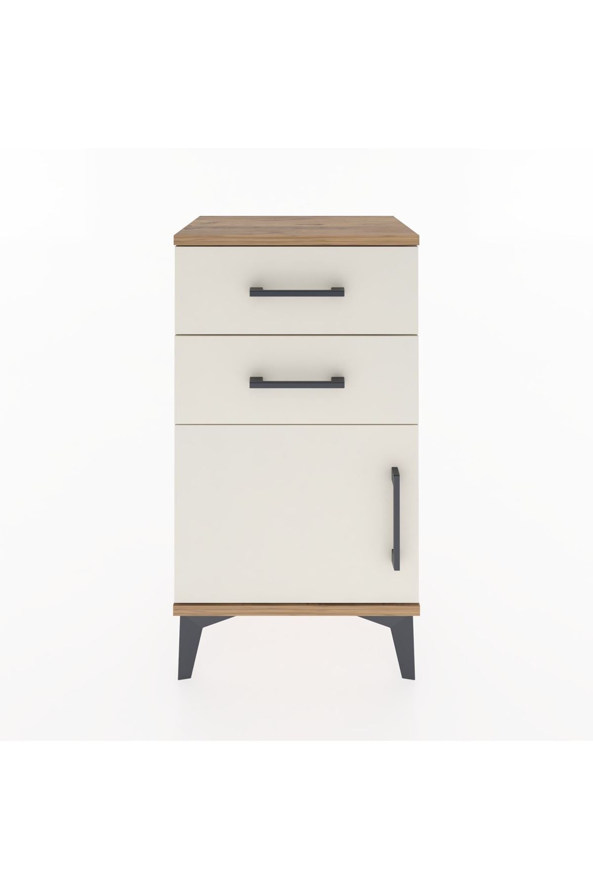 Arges Komodin Tek Raflı 2 Çekmeceli Tek Kapaklı 44x30x80 - S08M002V7A