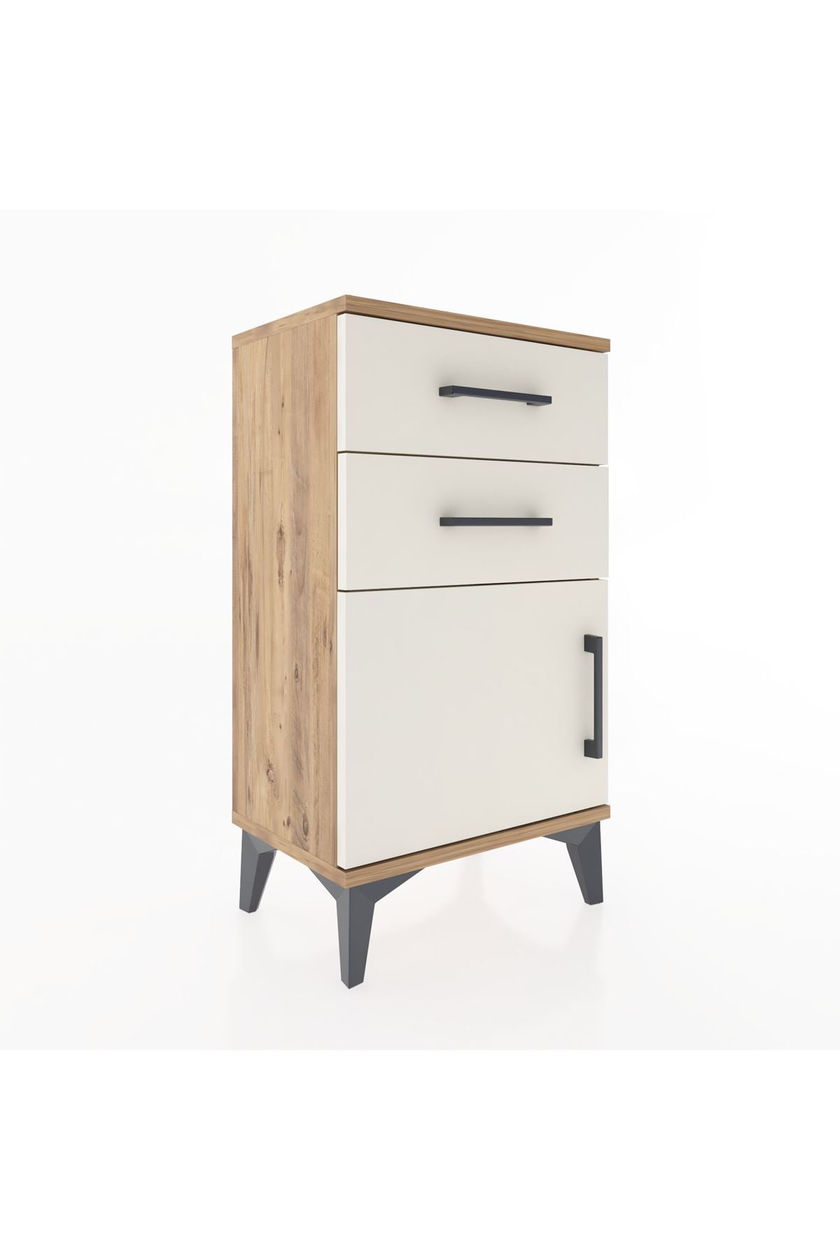 Arges Komodin Tek Raflı 2 Çekmeceli Tek Kapaklı 44x30x80 - S08M002V7A