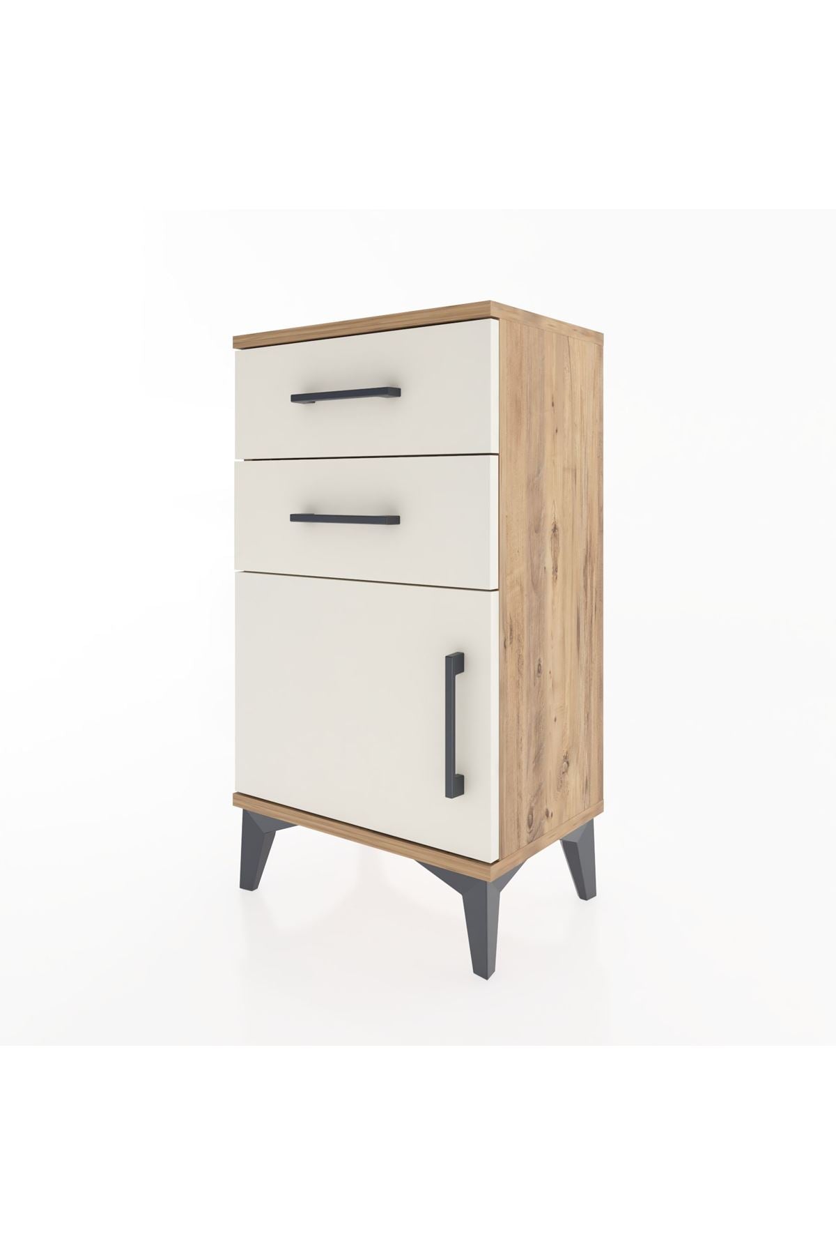 Arges Komodin Tek Raflı 2 Çekmeceli Tek Kapaklı 44x30x80 - S08M002V7A