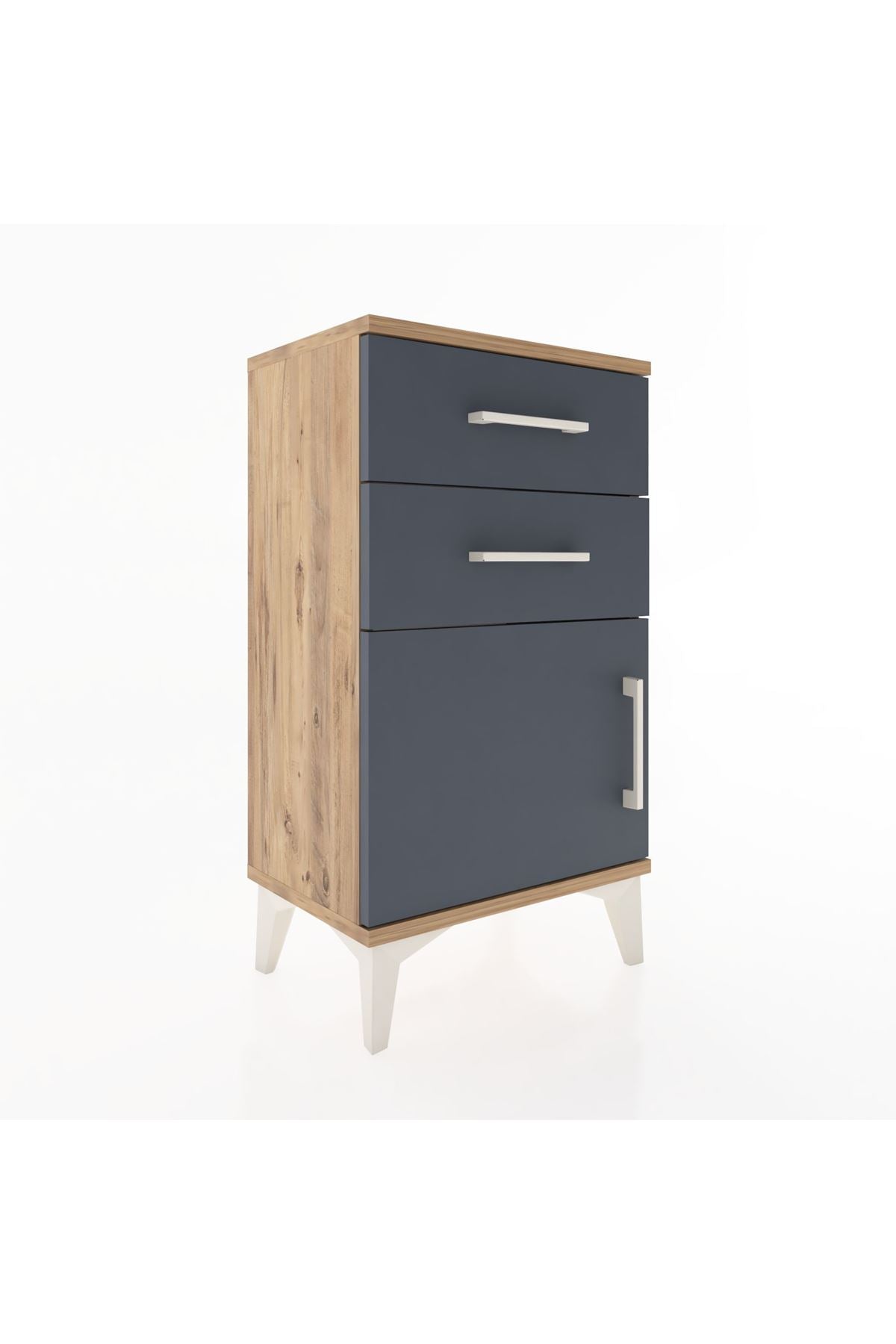 Arges Komodin Tek Raflı 2 Çekmeceli Tek Kapaklı 44x30x80 - S08M002V8A
