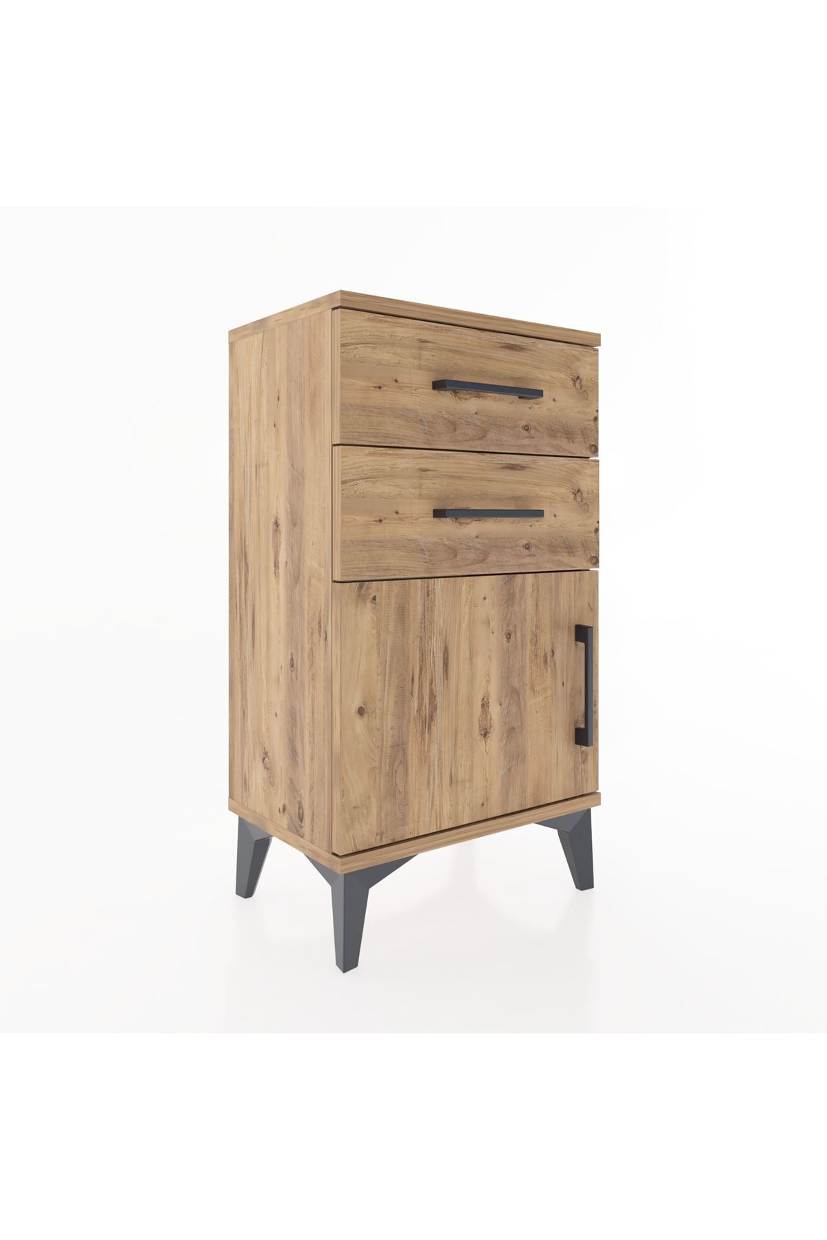 Arges Komodin Tek Raflı 2 Çekmeceli Tek Kapaklı 44x30x80 - S08M002V9A