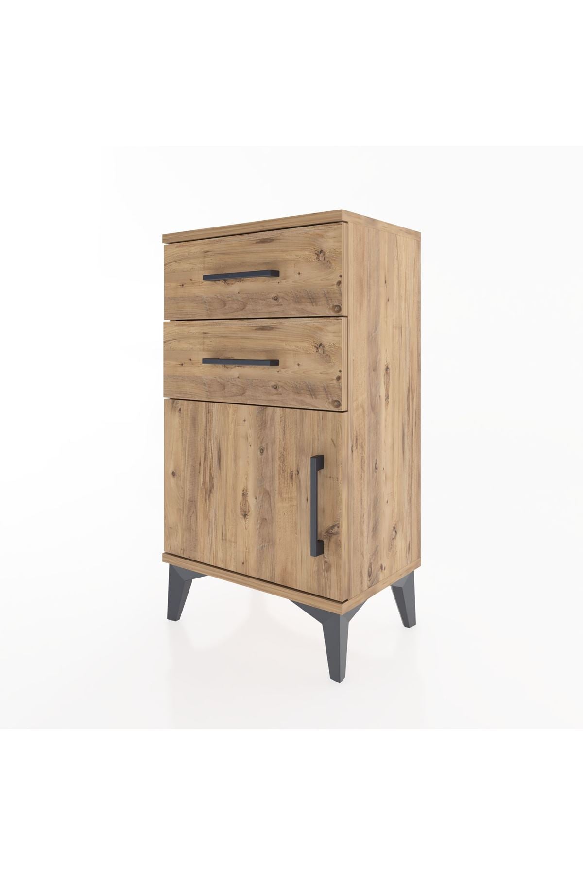 Arges Komodin Tek Raflı 2 Çekmeceli Tek Kapaklı 44x30x80 - S08M002V9A