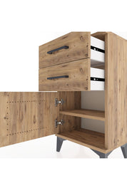 Arges Komodin Tek Raflı 2 Çekmeceli Tek Kapaklı 44x30x80 - S08M002V9A