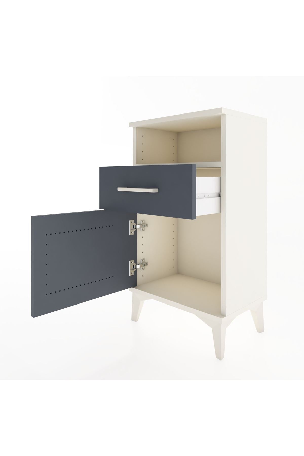 Arges Komodin 2 Raflı Tek Çekmeceli Tek Kapaklı 44x30x80 - S08M003V2A