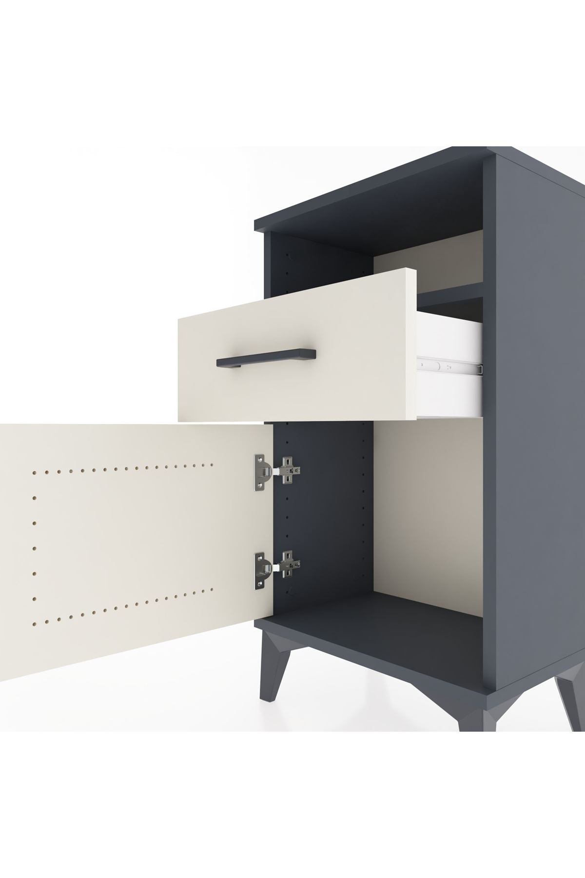 Arges Komodin 2 Raflı Tek Çekmeceli Tek Kapaklı 44x30x80 - S08M003V4A