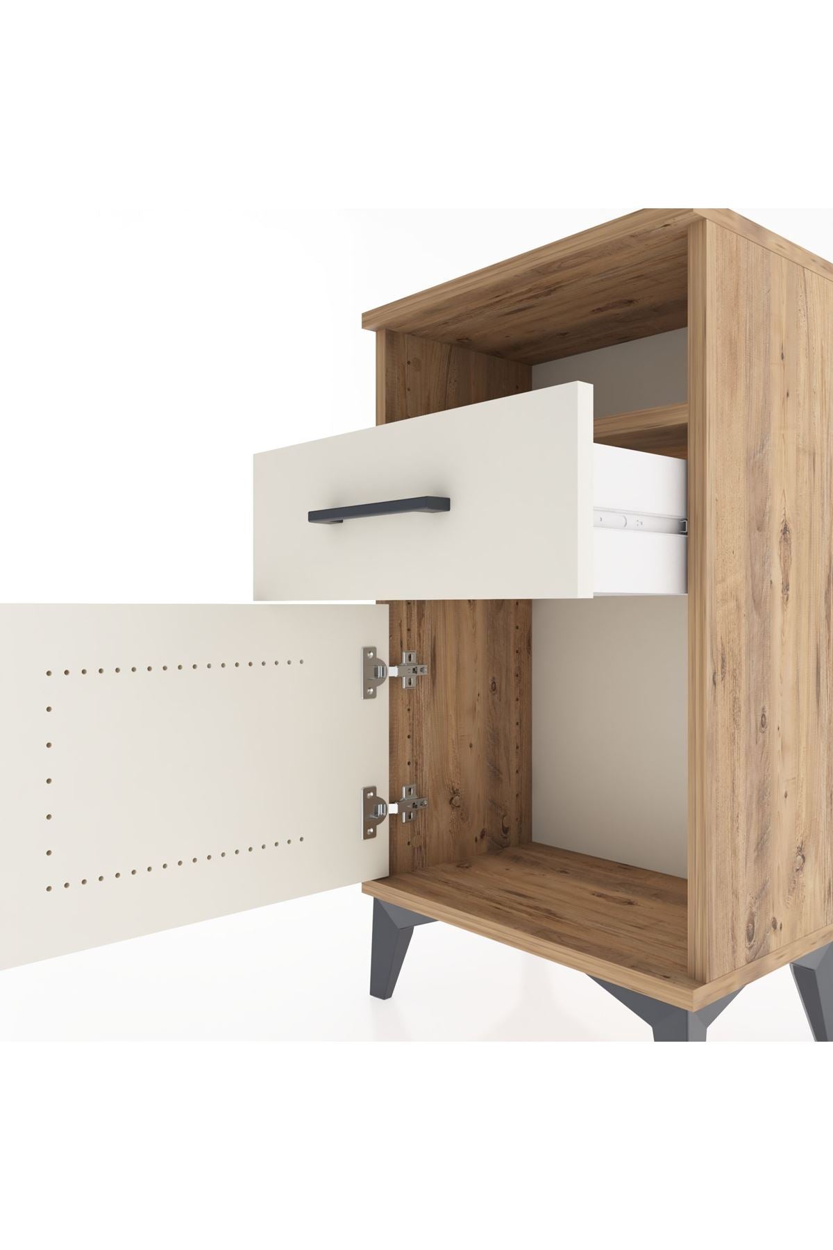 Arges Komodin 2 Raflı Tek Çekmeceli Tek Kapaklı 44x30x80 - S08M003V7A