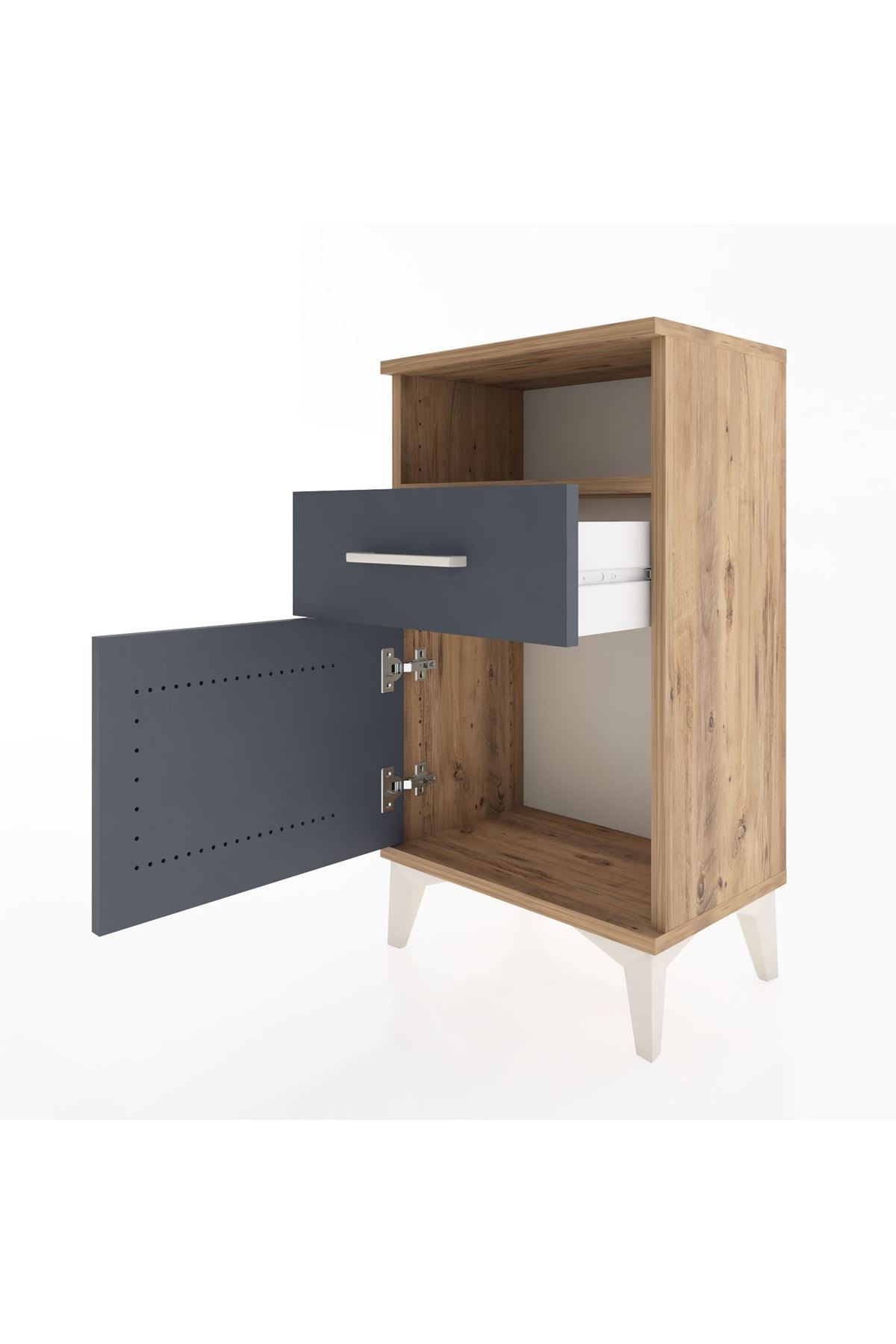 Arges Komodin 2 Raflı Tek Çekmeceli Tek Kapaklı 44x30x80 - S08M003V8A