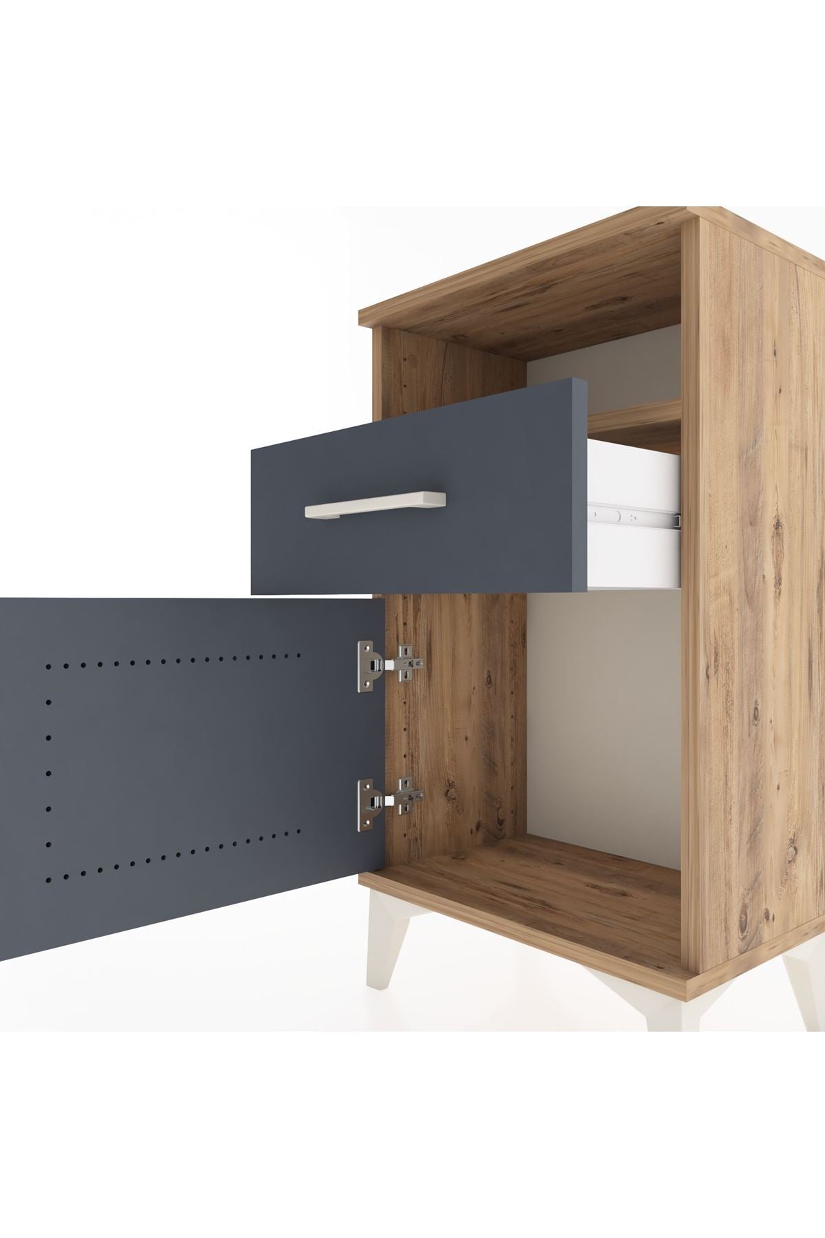 Arges Komodin 2 Raflı Tek Çekmeceli Tek Kapaklı 44x30x80 - S08M003V8A