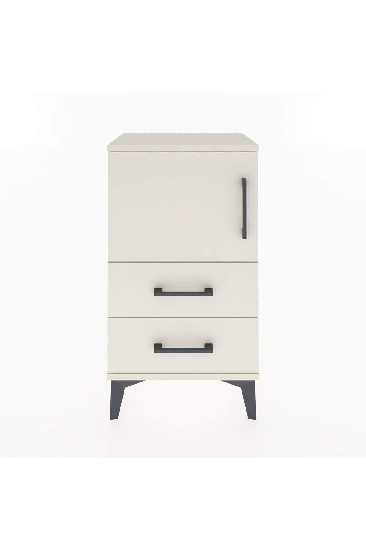 Arges Komodin 2 Raflı 2 Çekmeceli Tek Kapaklı 44x30x80 - S08M004V1A