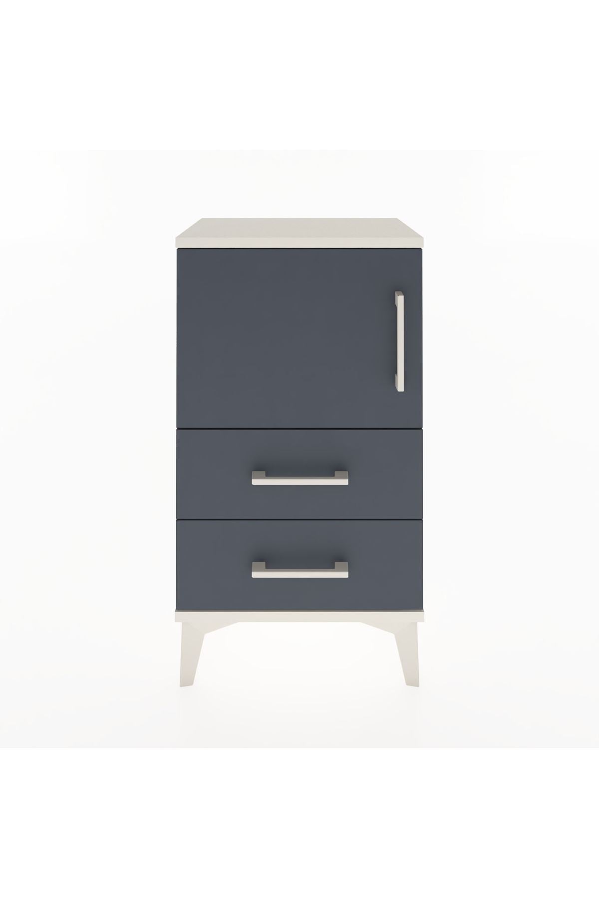 Arges Komodin 2 Raflı 2 Çekmeceli Tek Kapaklı 44x30x80 - S08M004V2A
