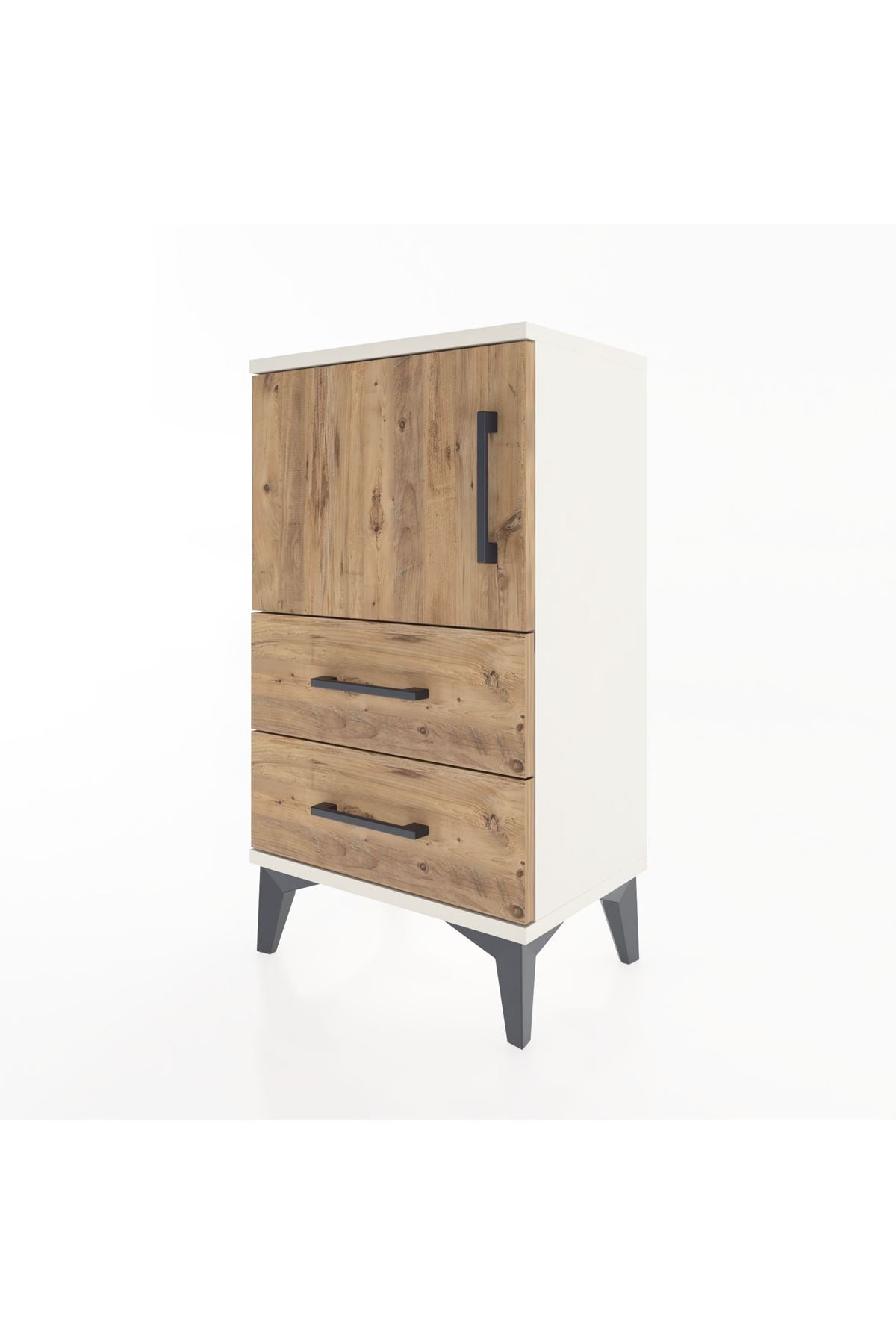 Arges Komodin 2 Raflı 2 Çekmeceli Tek Kapaklı 44x30x80 - S08M004V3A