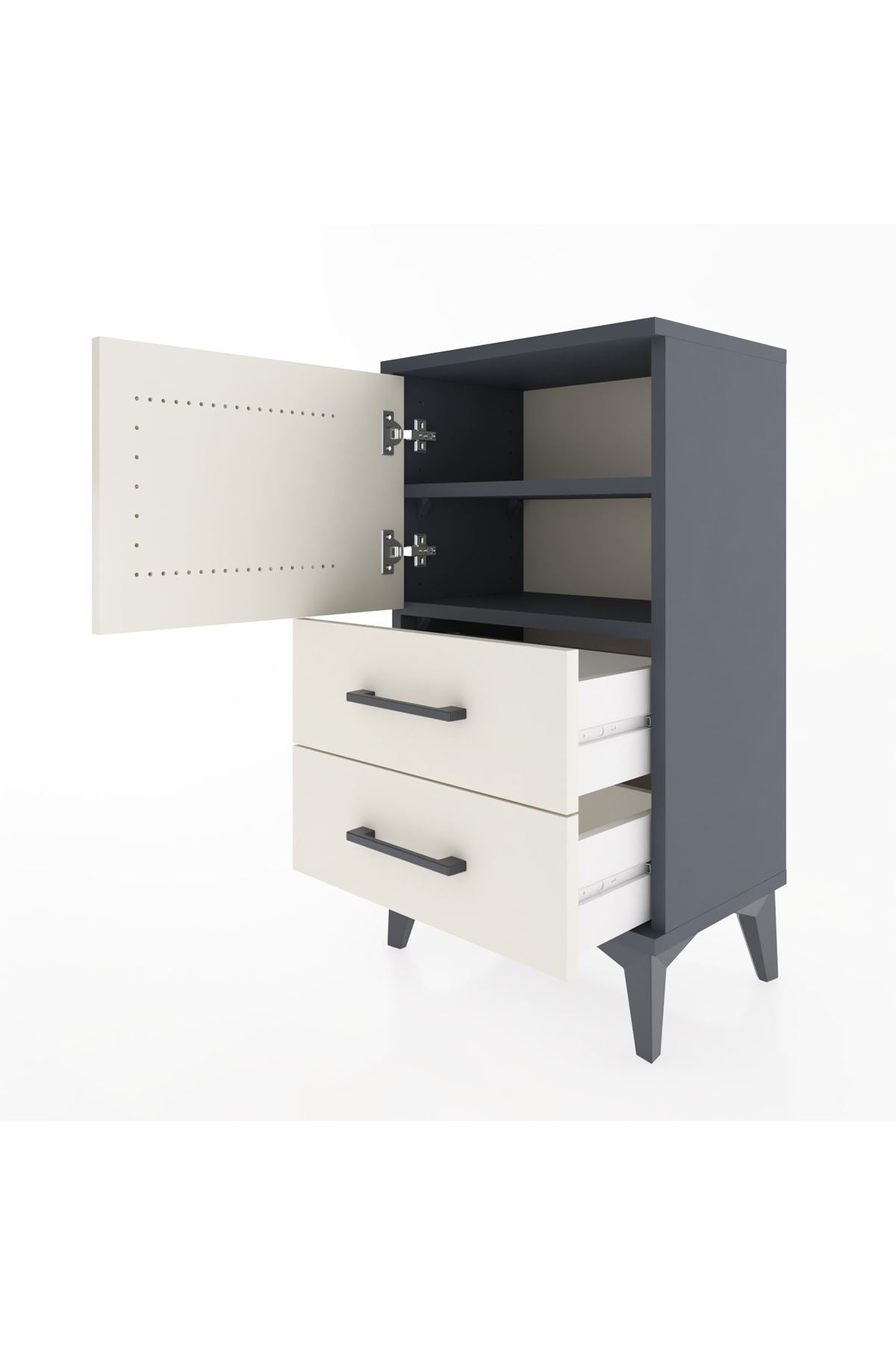 Arges Komodin 2 Raflı 2 Çekmeceli Tek Kapaklı 44x30x80 - S08M004V4A