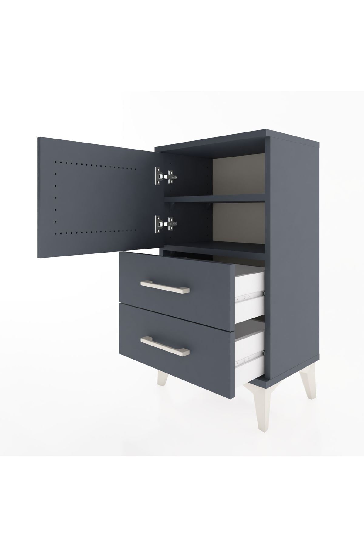 Arges Komodin 2 Raflı 2 Çekmeceli Tek Kapaklı 44x30x80 - S08M004V5A