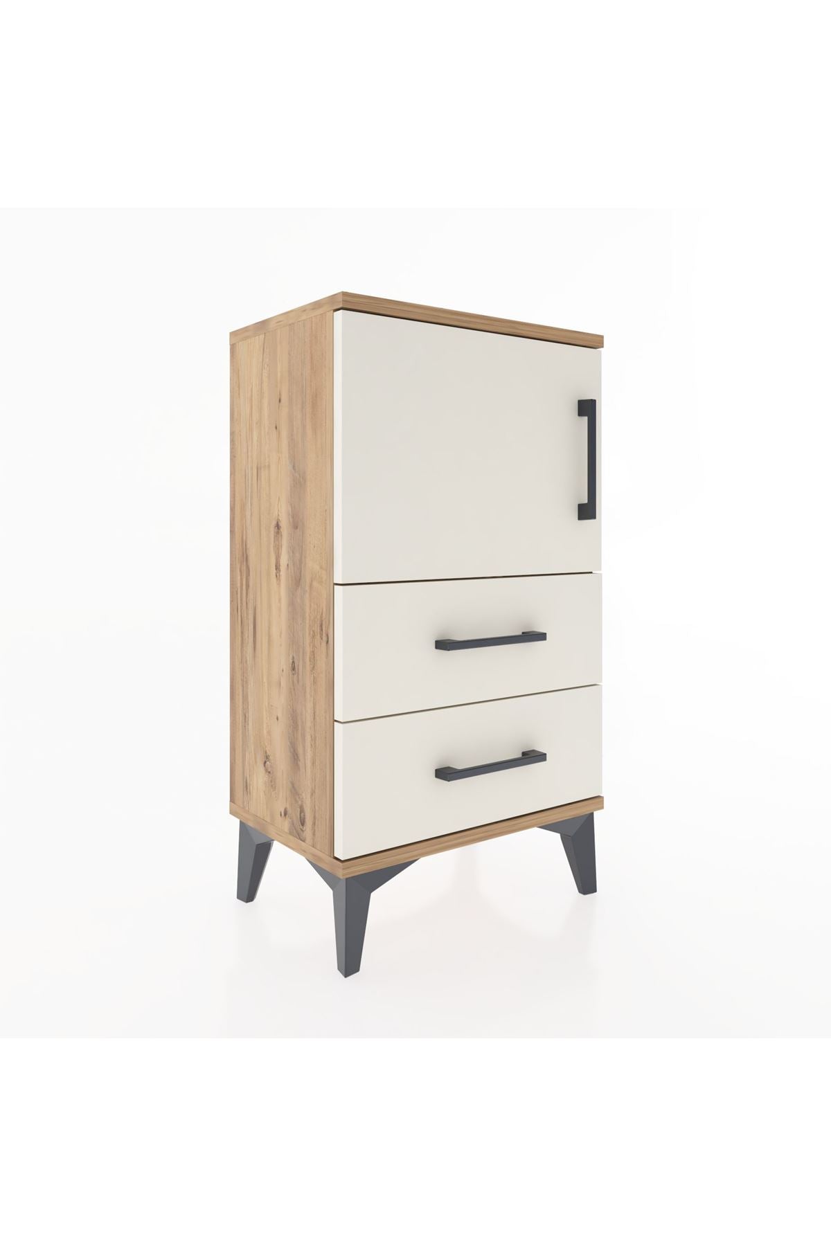 Arges Komodin 2 Raflı 2 Çekmeceli Tek Kapaklı 44x30x80 - S08M004V7A