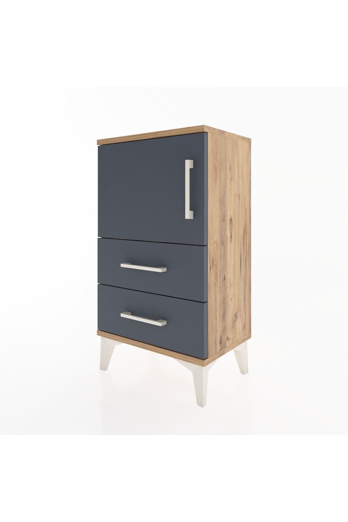 Arges Komodin 2 Raflı 2 Çekmeceli Tek Kapaklı 44x30x80 - S08M004V8A