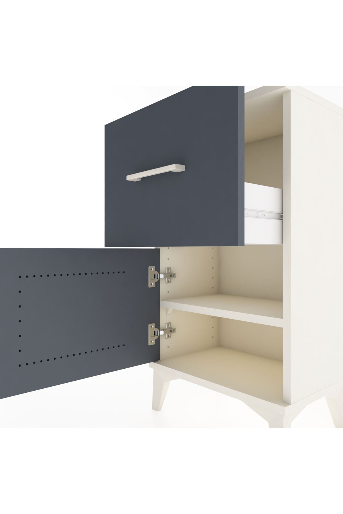 Arges Komodin Tek Raflı Tek Çekmeceli Tek Kapaklı 44x30x80 - S08M007V2A