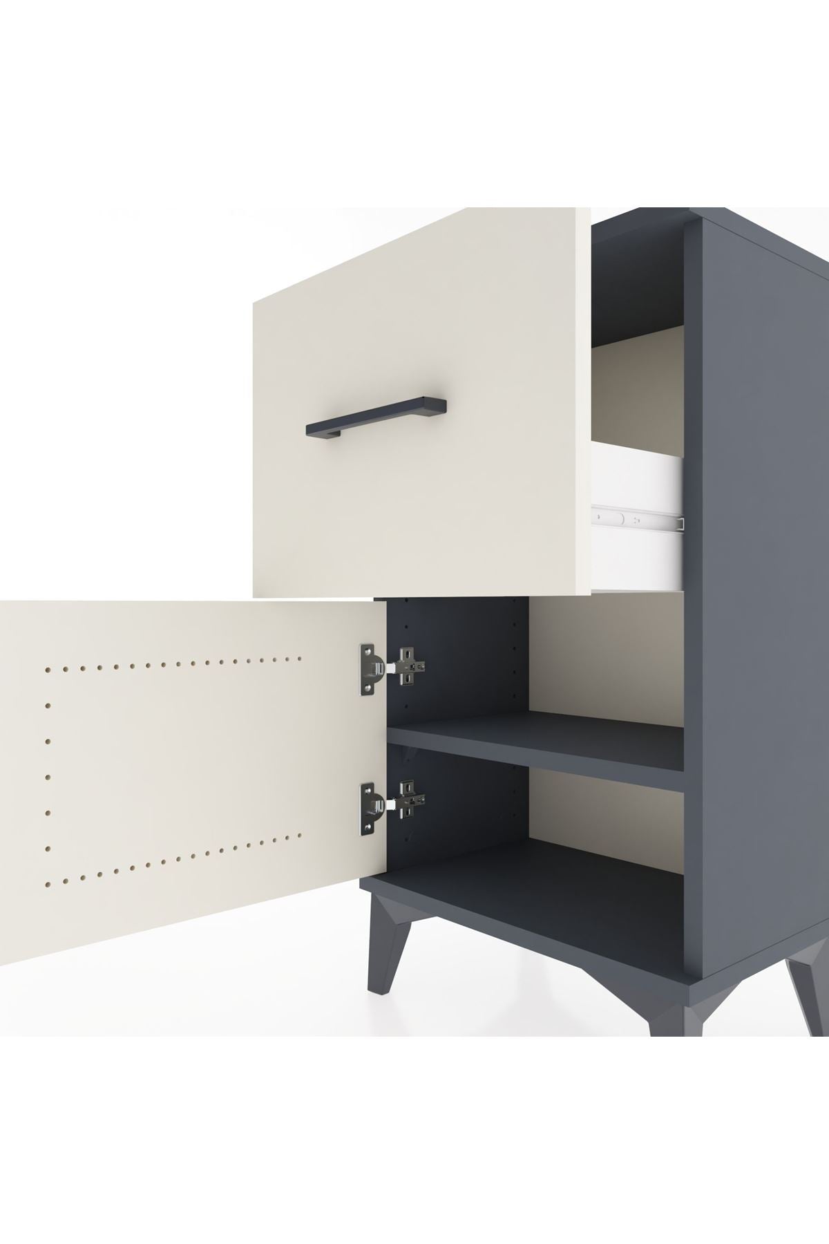 Arges Komodin Tek Raflı Tek Çekmeceli Tek Kapaklı 44x30x80 - S08M007V4A