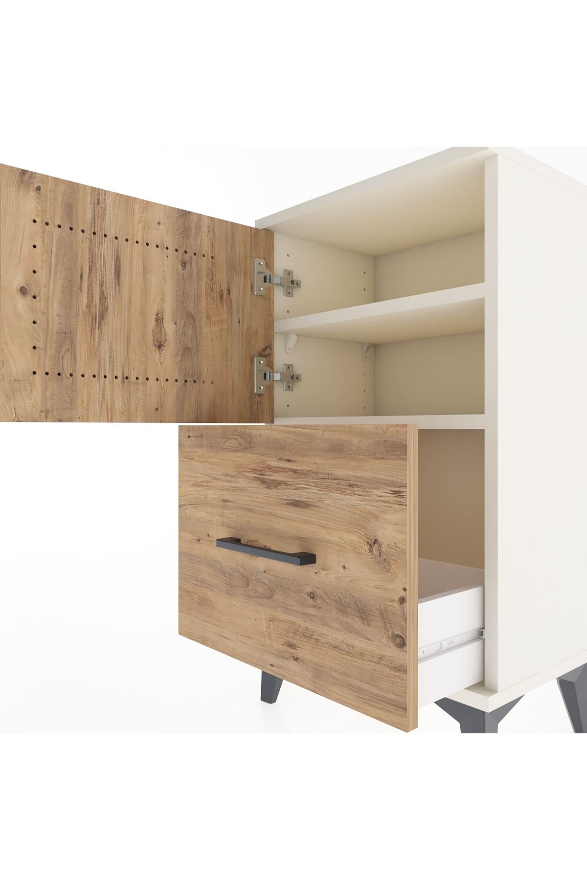 Arges Komodin 2 Raflı Tek Çekmeceli Tek Kapaklı 44x30x80 - S08M008V3A