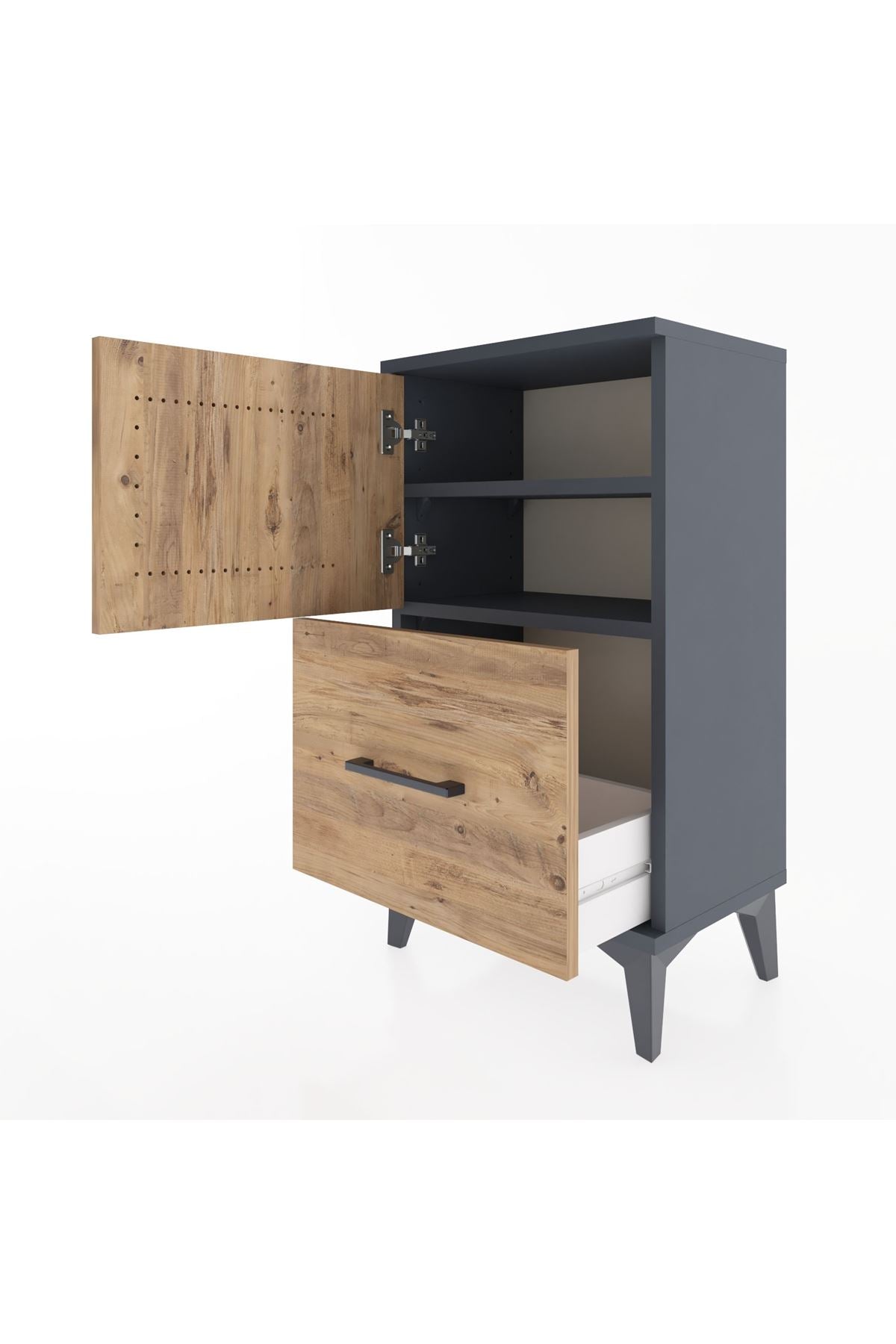 Arges Komodin 2 Raflı Tek Çekmeceli Tek Kapaklı 44x30x80 - S08M008V6A