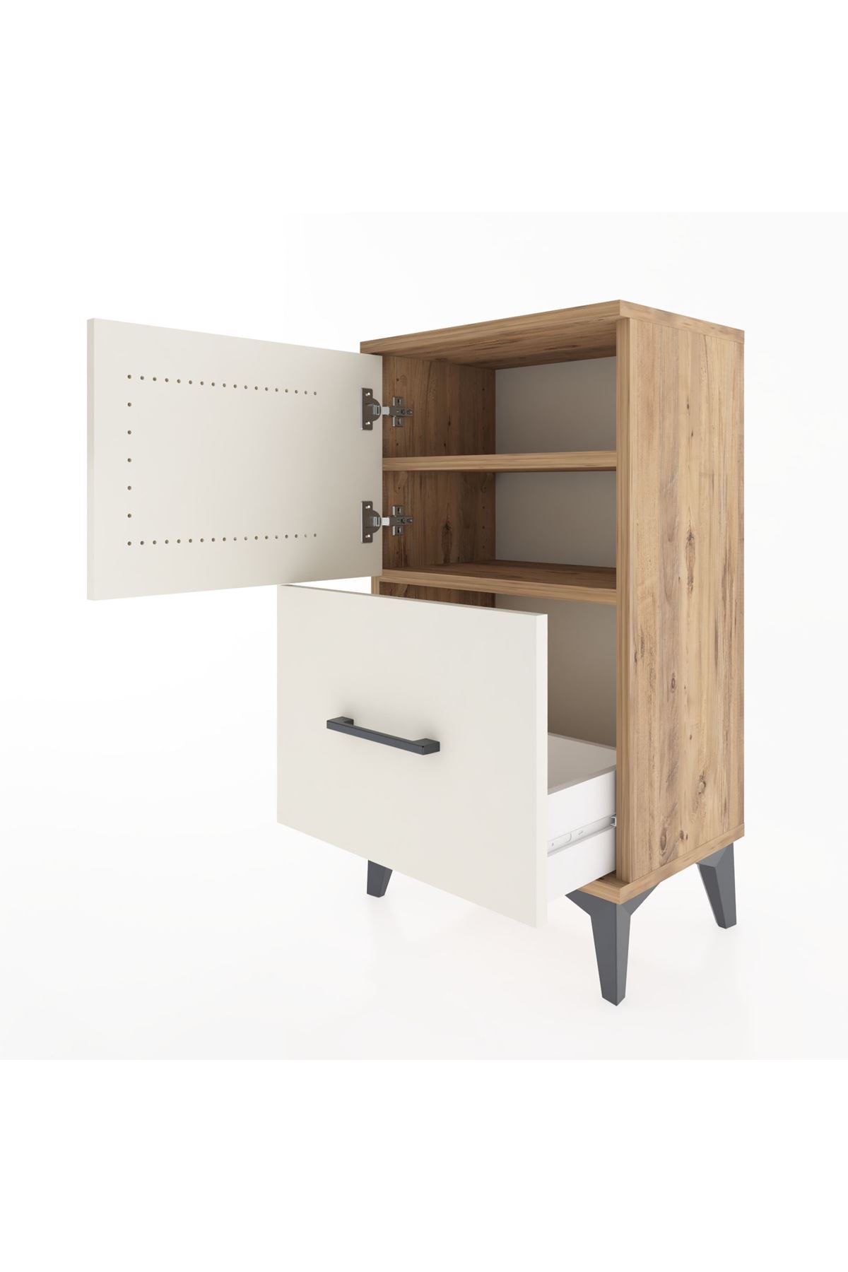 Arges Komodin 2 Raflı Tek Çekmeceli Tek Kapaklı 44x30x80 - S08M008V7A