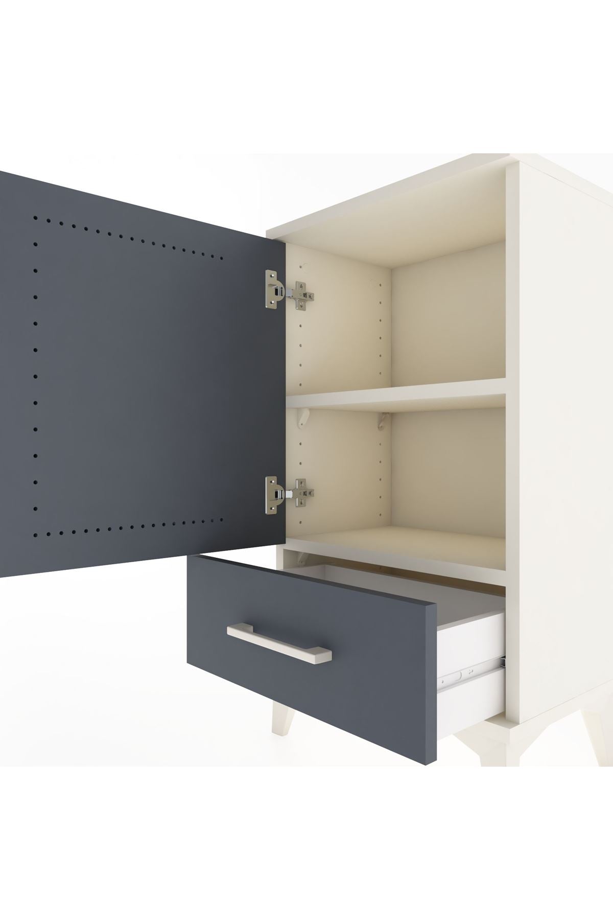Arges Komodin 2 Raflı Tek Çekmeceli Tek Kapaklı 44x30x80 - S08M009V2A