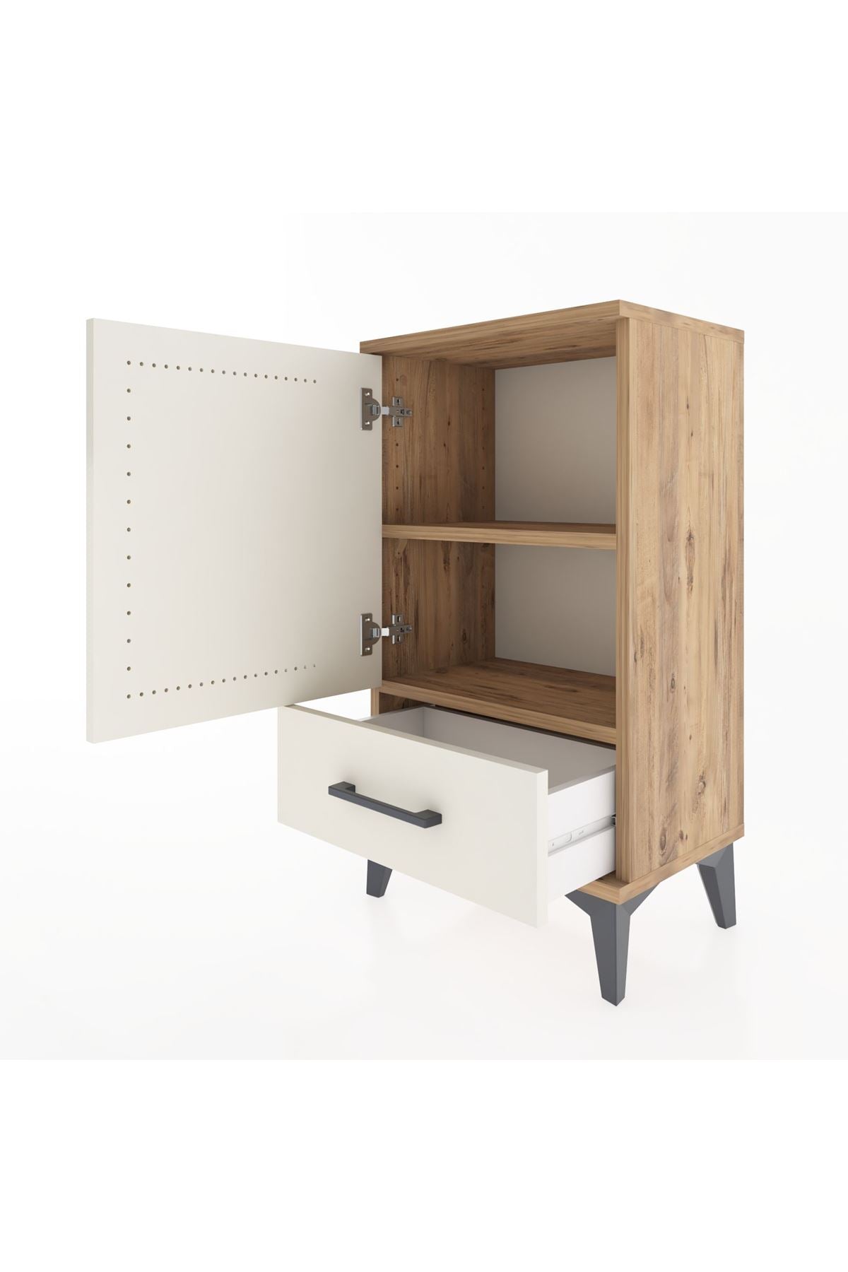 Arges Komodin 2 Raflı Tek Çekmeceli Tek Kapaklı 44x30x80 - S08M009V7A