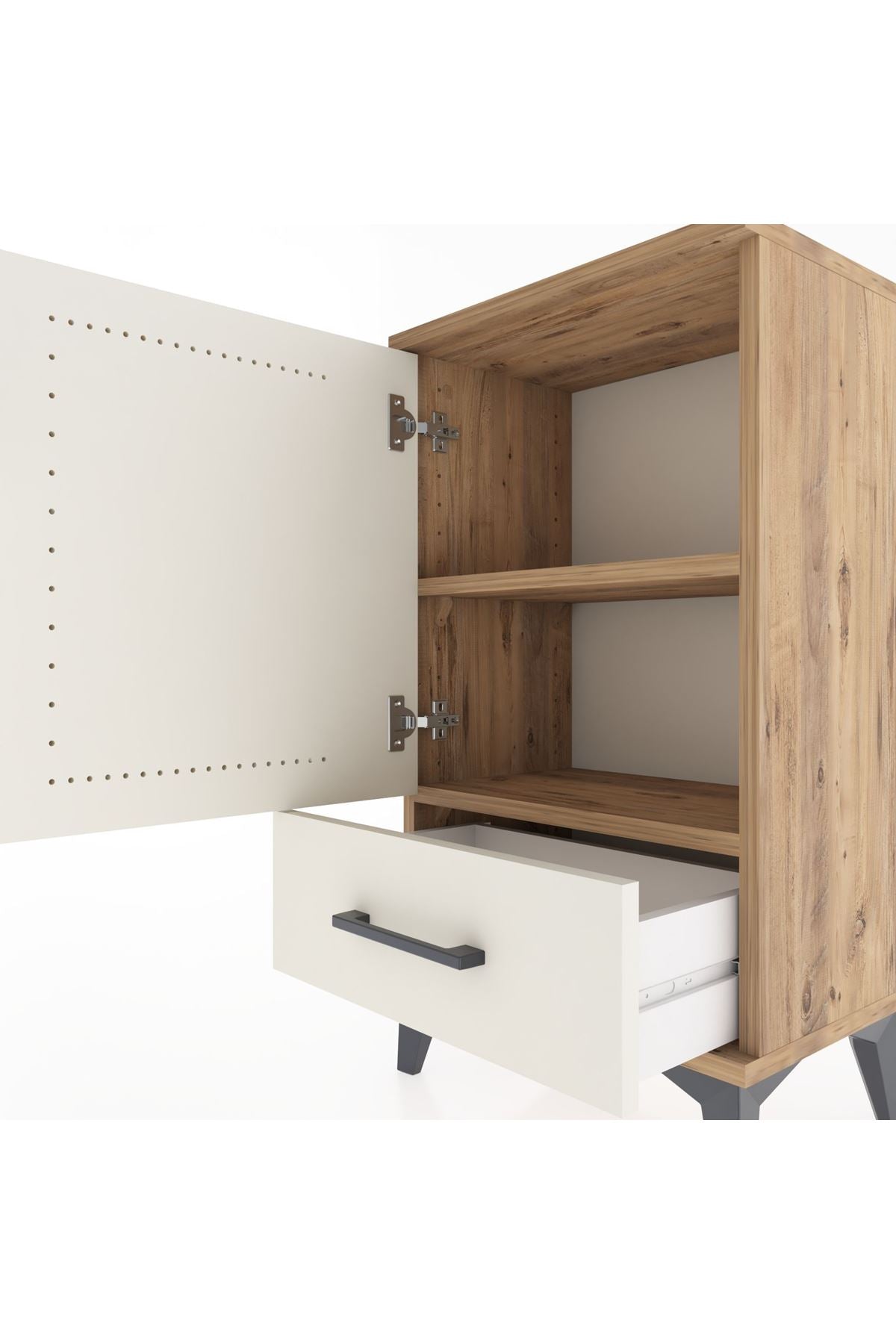 Arges Komodin 2 Raflı Tek Çekmeceli Tek Kapaklı 44x30x80 - S08M009V7A