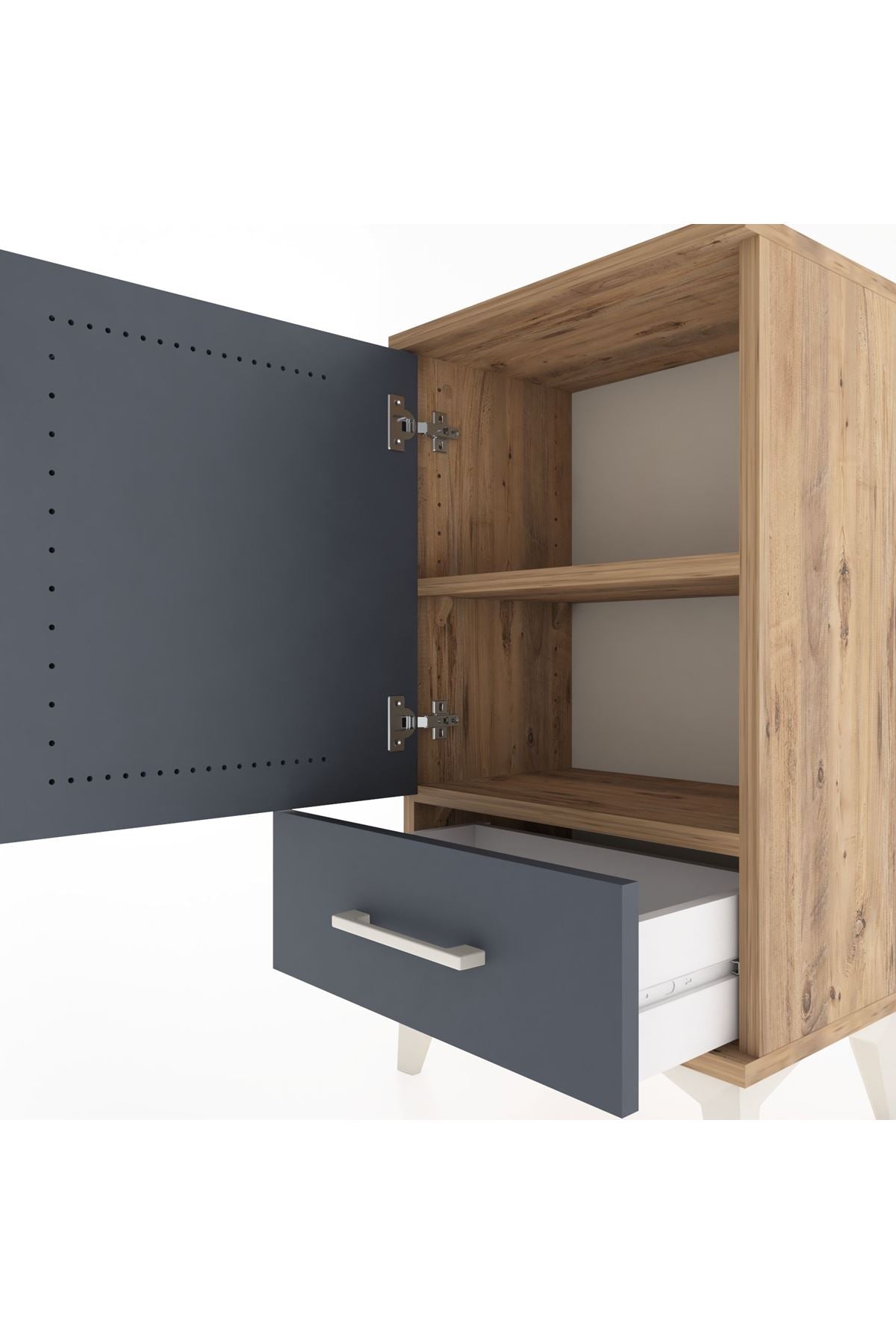 Arges Komodin 2 Raflı Tek Çekmeceli Tek Kapaklı 44x30x80 - S08M009V8A