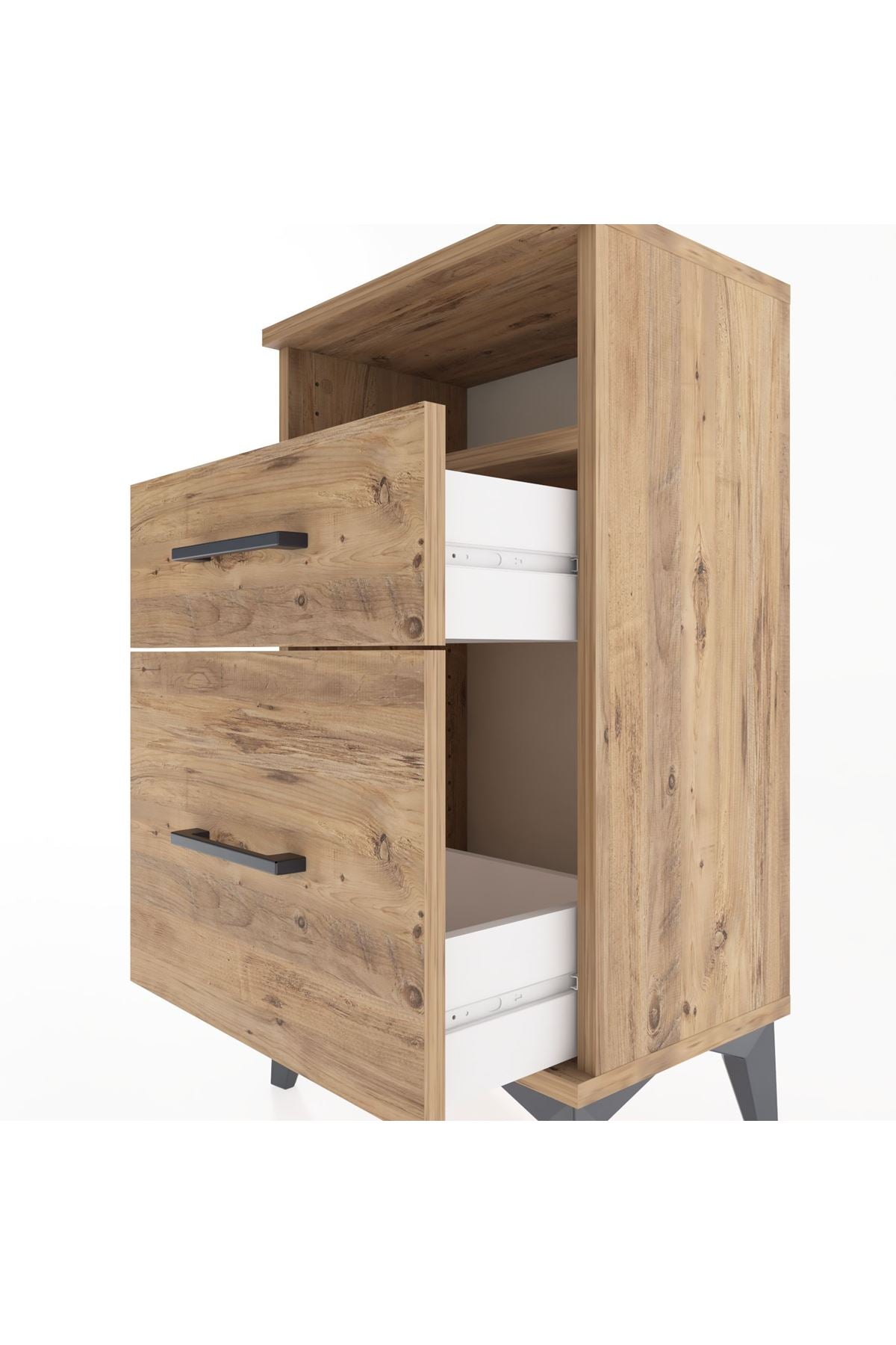 Arges Komodin Tek Raflı 2 Çekmeceli 44x30x80 - S08M017V9A