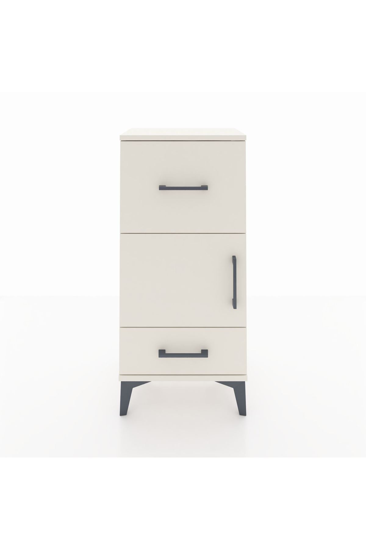 Arges Komodin Tek Raflı 2 Çekmeceli Tek Kapaklı 44x30x96 - S09M029V1A
