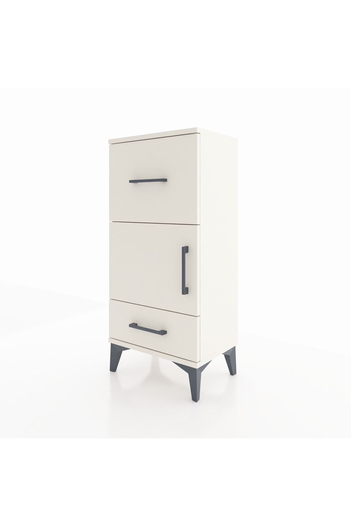 Arges Komodin Tek Raflı 2 Çekmeceli Tek Kapaklı 44x30x96 - S09M029V1A