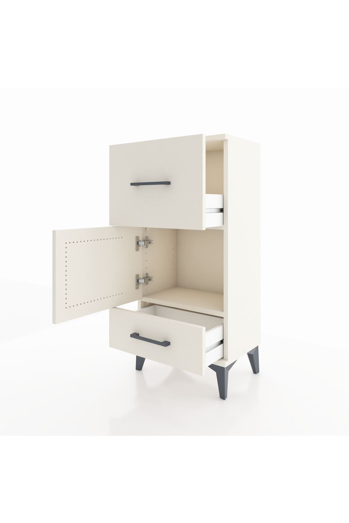 Arges Komodin Tek Raflı 2 Çekmeceli Tek Kapaklı 44x30x96 - S09M029V1A