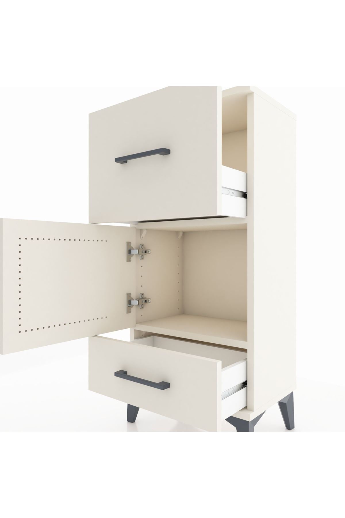 Arges Komodin Tek Raflı 2 Çekmeceli Tek Kapaklı 44x30x96 - S09M029V1A